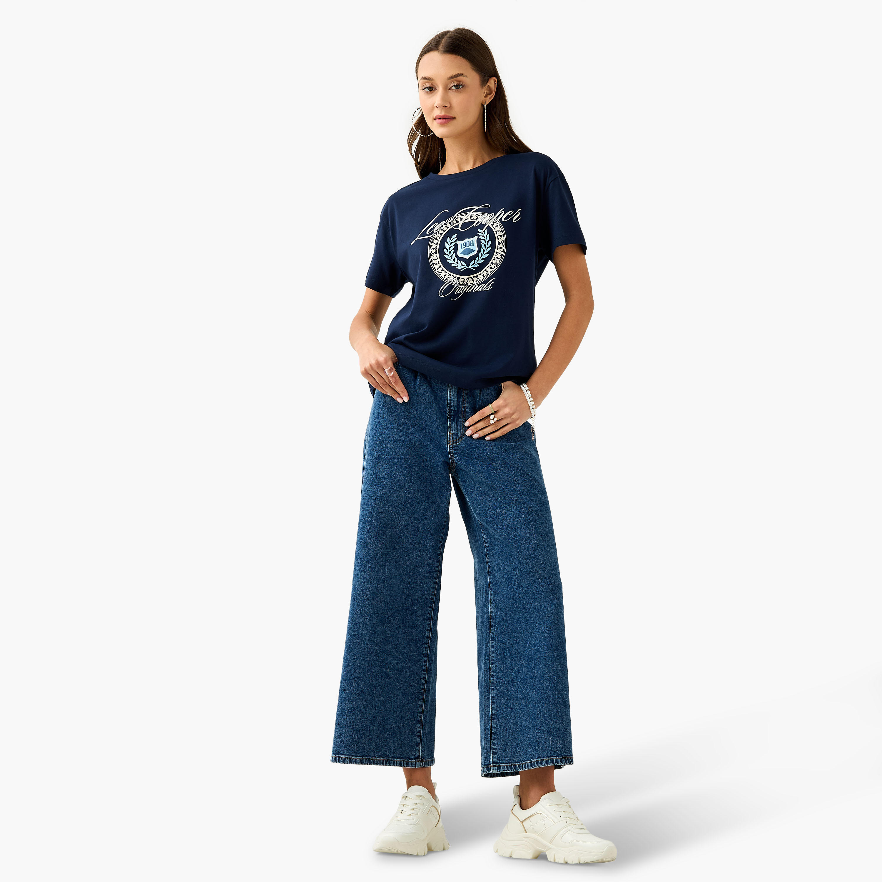 Lee Cooper Graphic Print T-shirt with Crew Neck-women-clothing-tshirts-image-2