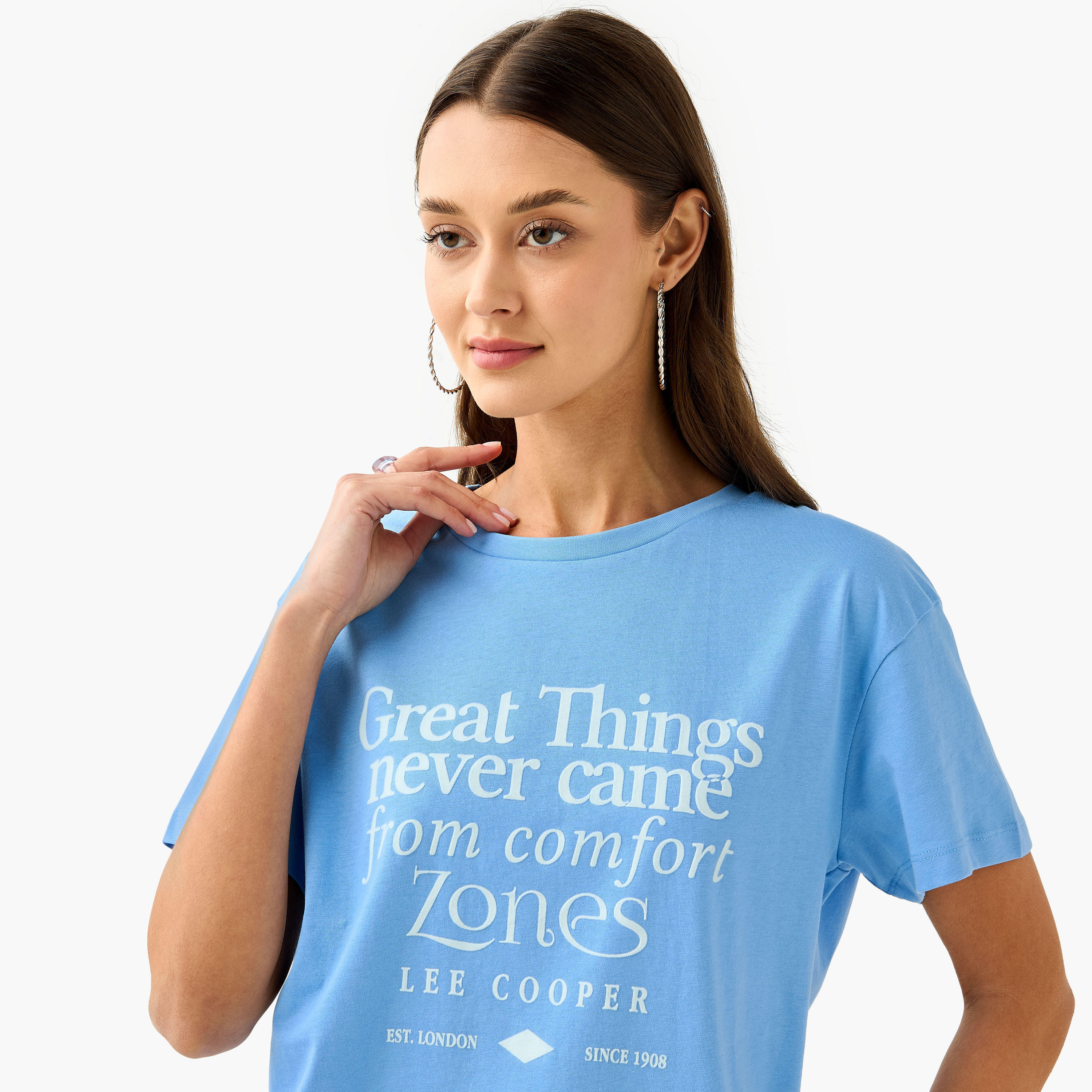 Lee Cooper Graphic Print T-shirt with Crew Neck-women-clothing-tshirts-image-4
