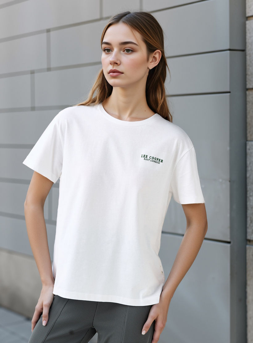 Lee Cooper Graphic Print T-shirt with Crew Neck-women-clothing-tshirts-image-3