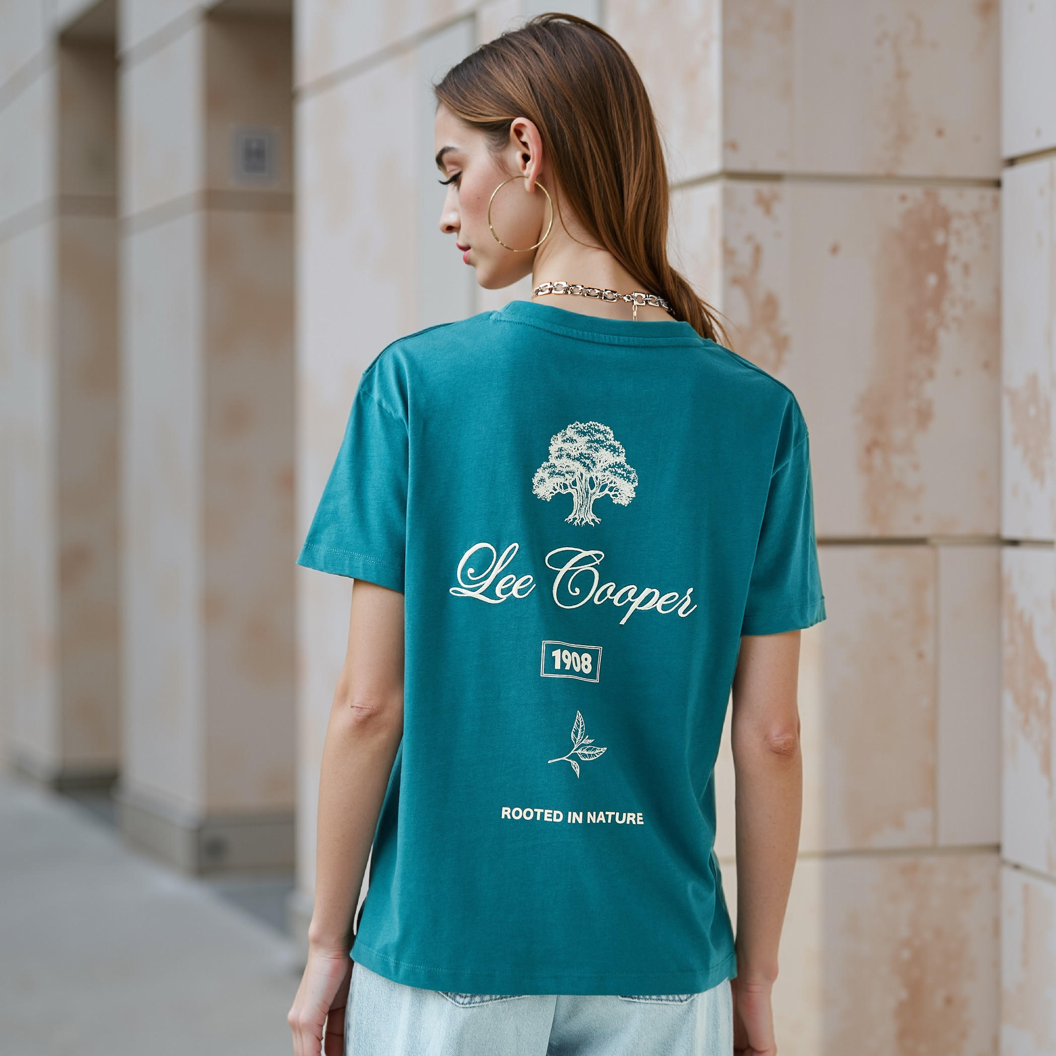 Lee Cooper Graphic Print T-shirt with Crew Neck-women-clothing-tshirts-image-3