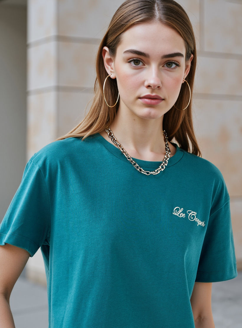 Lee Cooper Graphic Print T-shirt with Crew Neck-women-clothing-tshirts-image-4