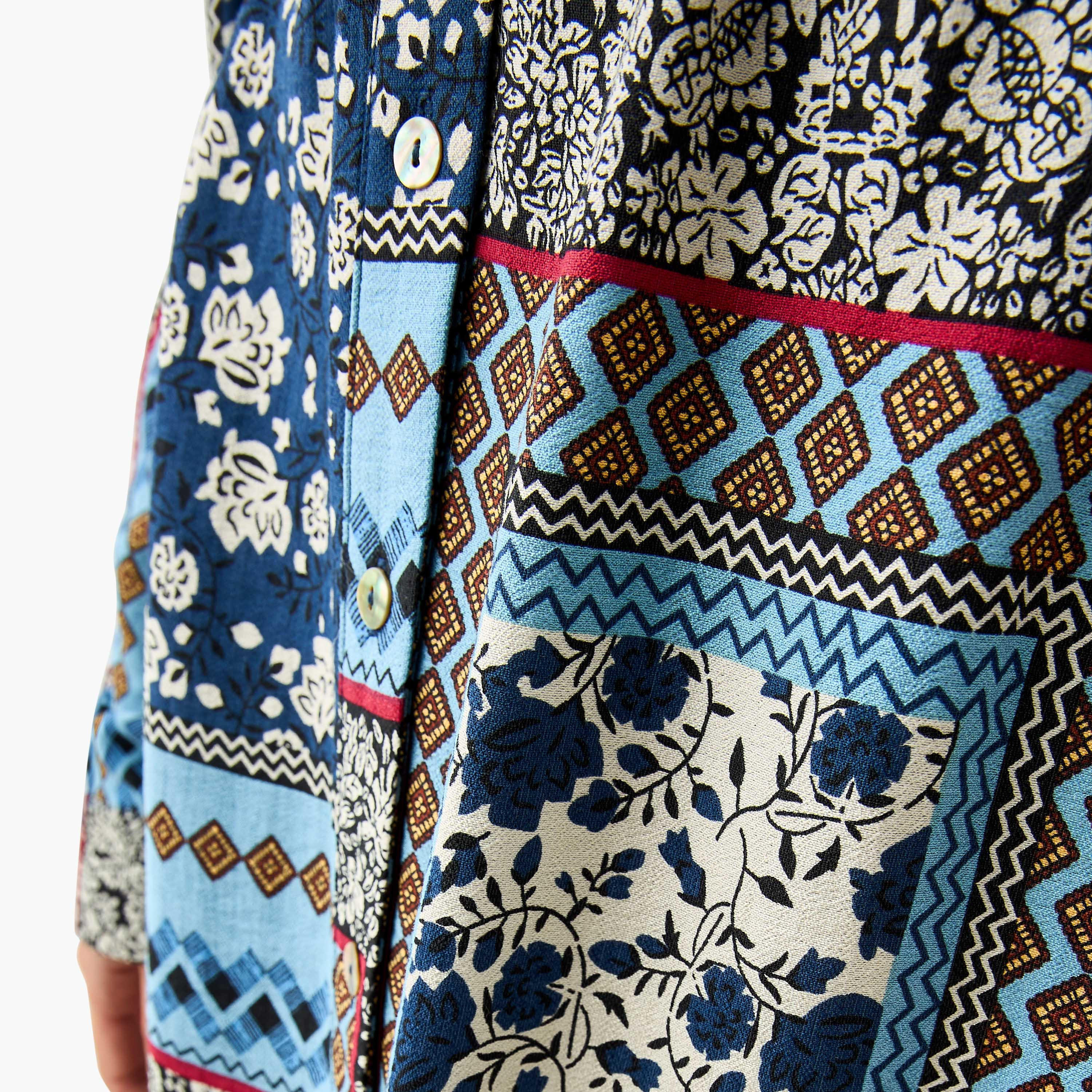 Lee Cooper All-Over Print Shirt Dress with Collar and Belt-women-clothing-dresses-image-5