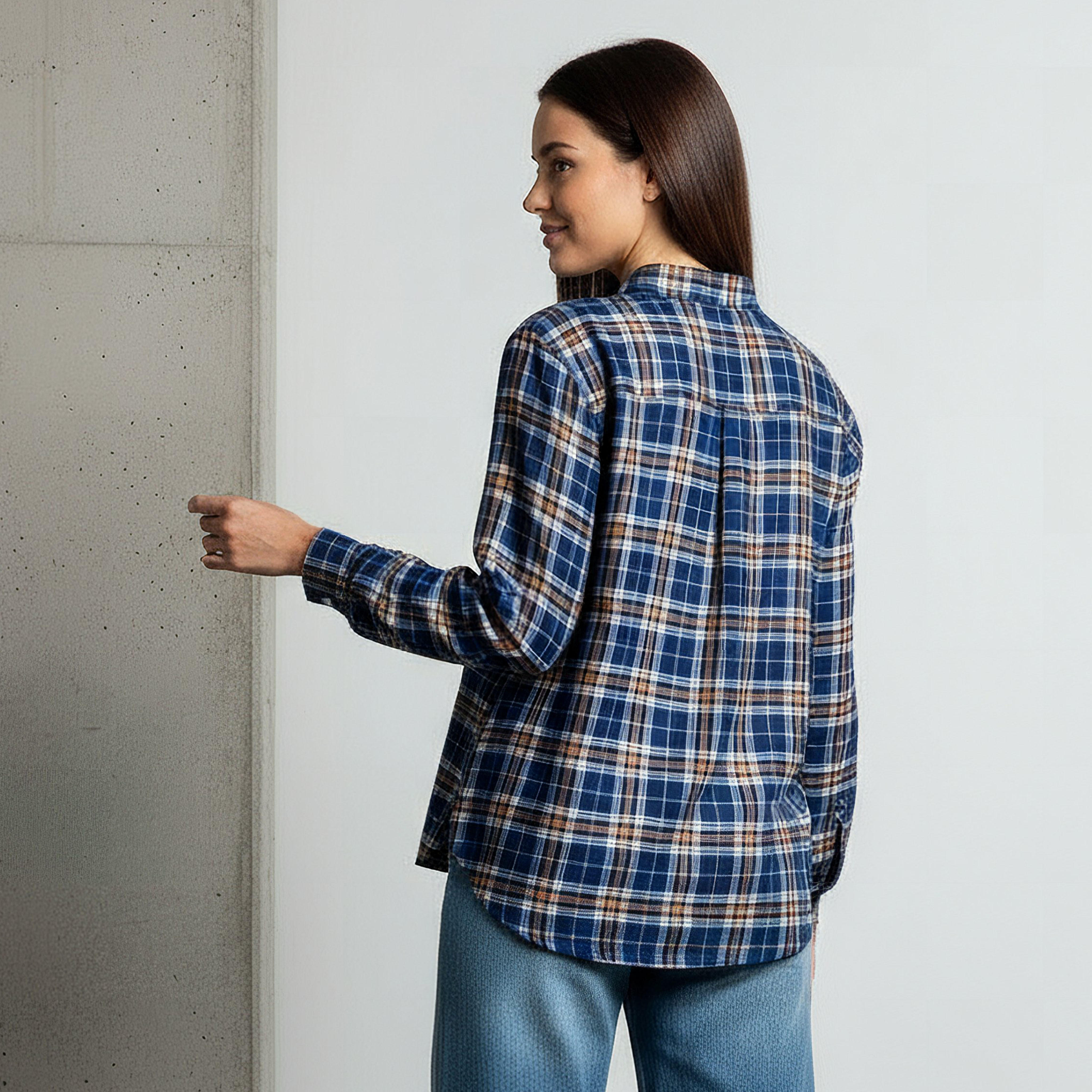Lee Cooper Regular Fit Checked Shirt-women-clothing-shirtsandblouses-shirts-image-3