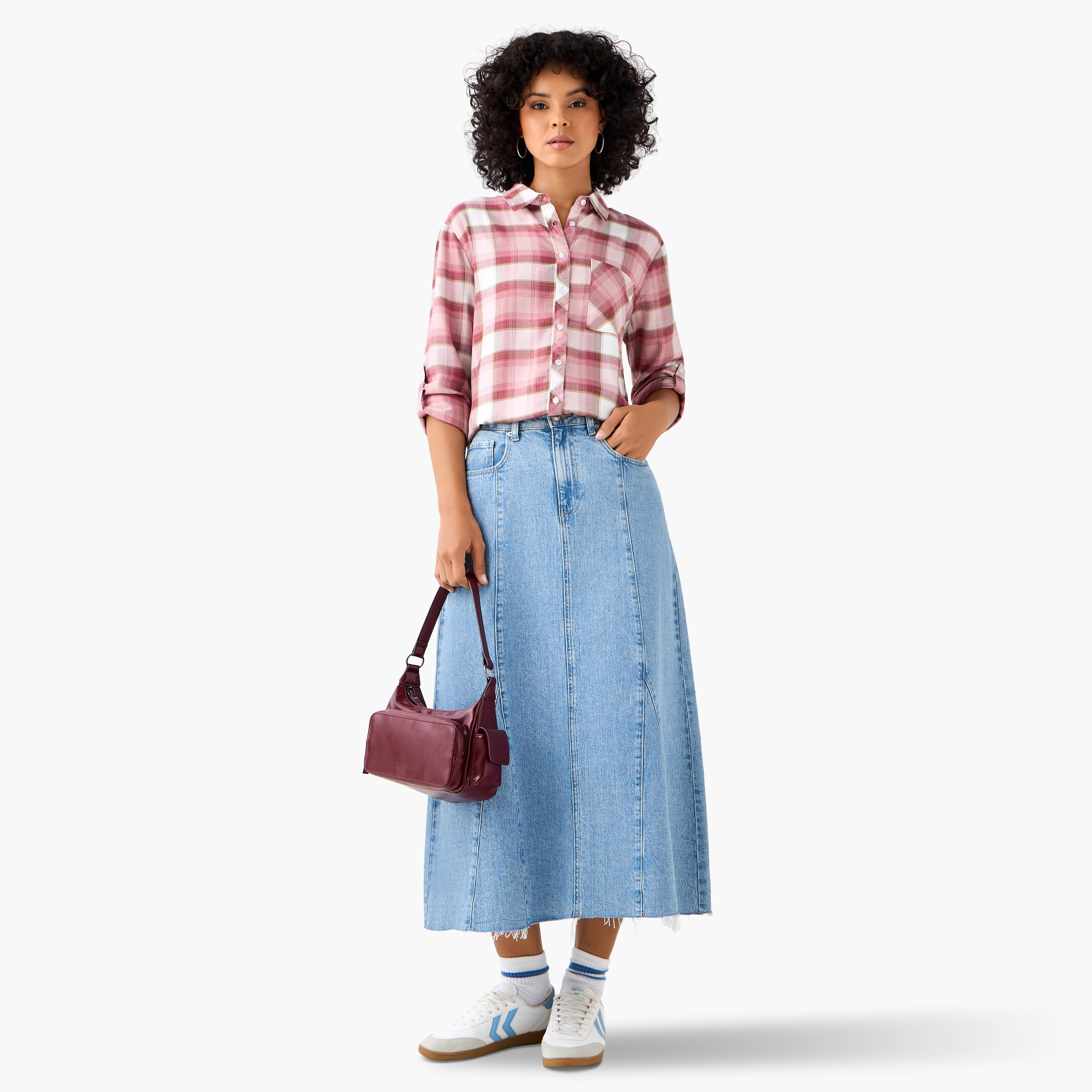 قميص كاروهات بقصة عادية من لي كوبر-women-clothing-shirtsandblouses-shirts-image-2