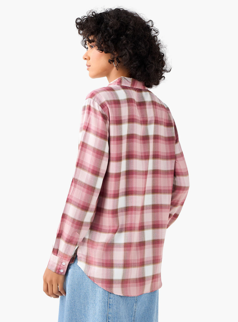 قميص كاروهات بقصة عادية من لي كوبر-women-clothing-shirtsandblouses-shirts-image-4