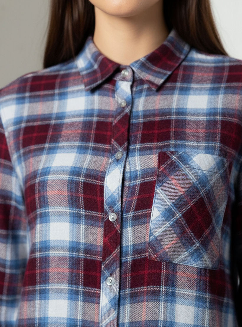 قميص كاروهات بقصة عادية من لي كوبر-women-clothing-shirtsandblouses-shirts-image-4
