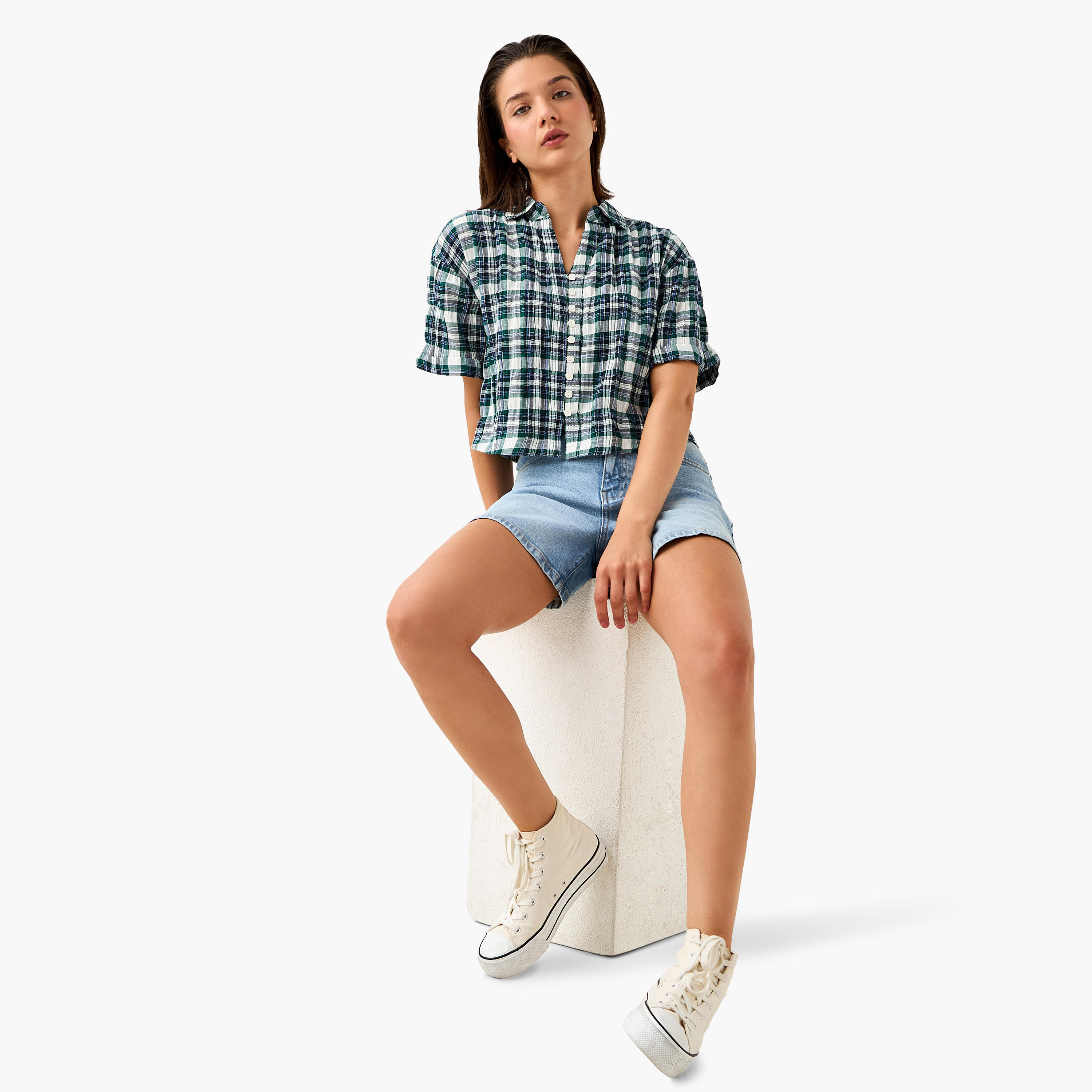 Lee Cooper Regular Fit Collared Checked Shirt-women-clothing-shirtsandblouses-shirts-image-2