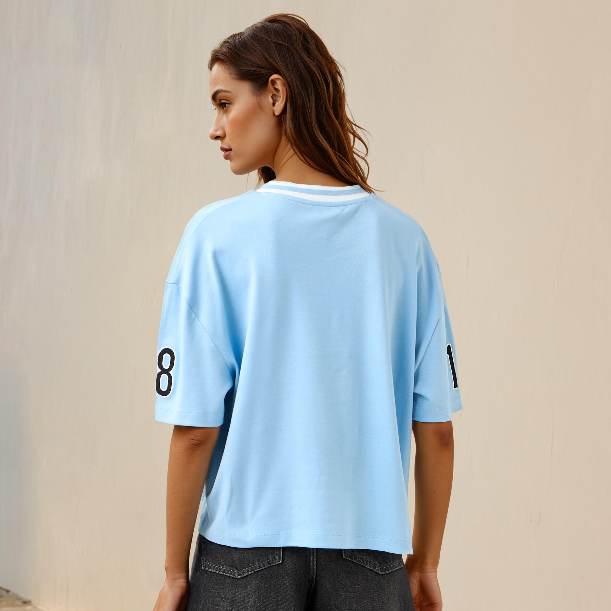 Lee Cooper Typographic Print V-neck Cotton T-shirt-women-clothing-tshirts-image-3