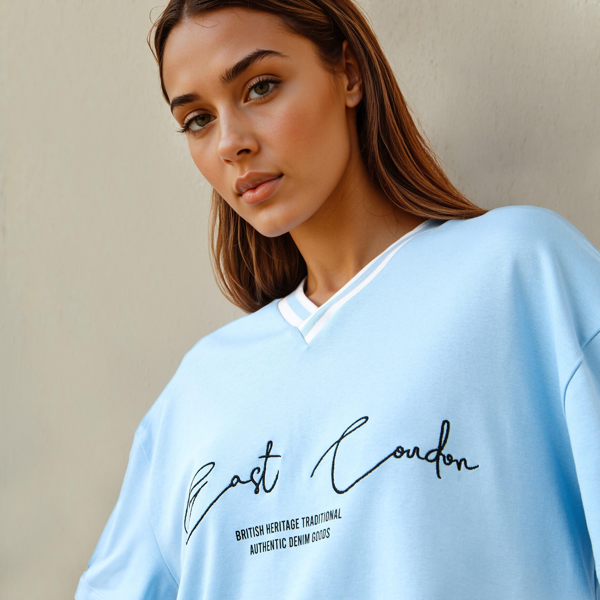 Lee Cooper Typographic Print V-neck Cotton T-shirt-women-clothing-tshirts-image-4