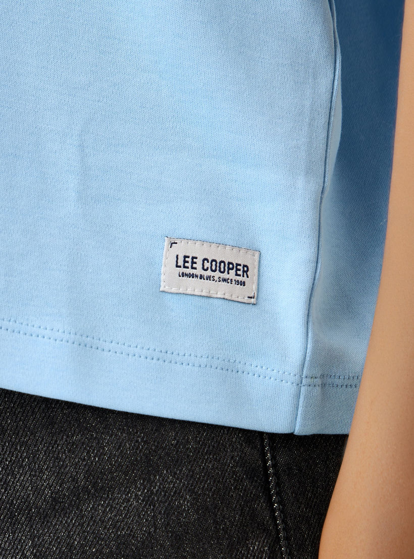 Lee Cooper Typographic Print V-neck Cotton T-shirt-women-clothing-tshirts-image-5