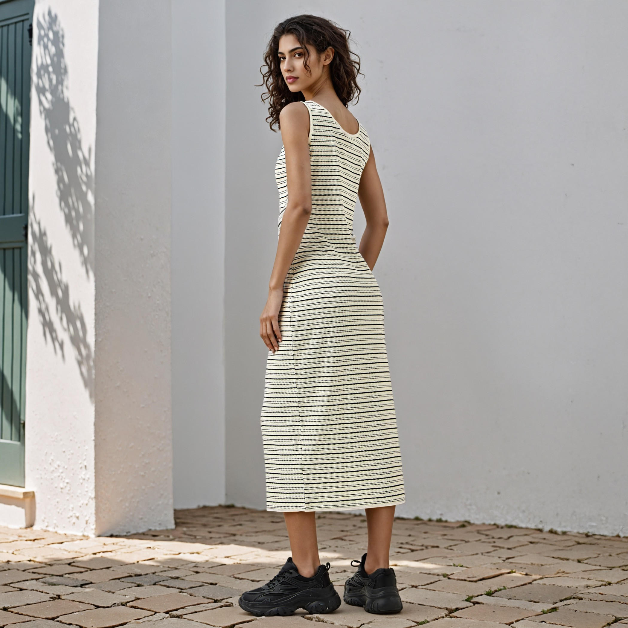 Lee Cooper Striped Sleeveless A-Line Midi Dress-women-clothing-dresses-image-3