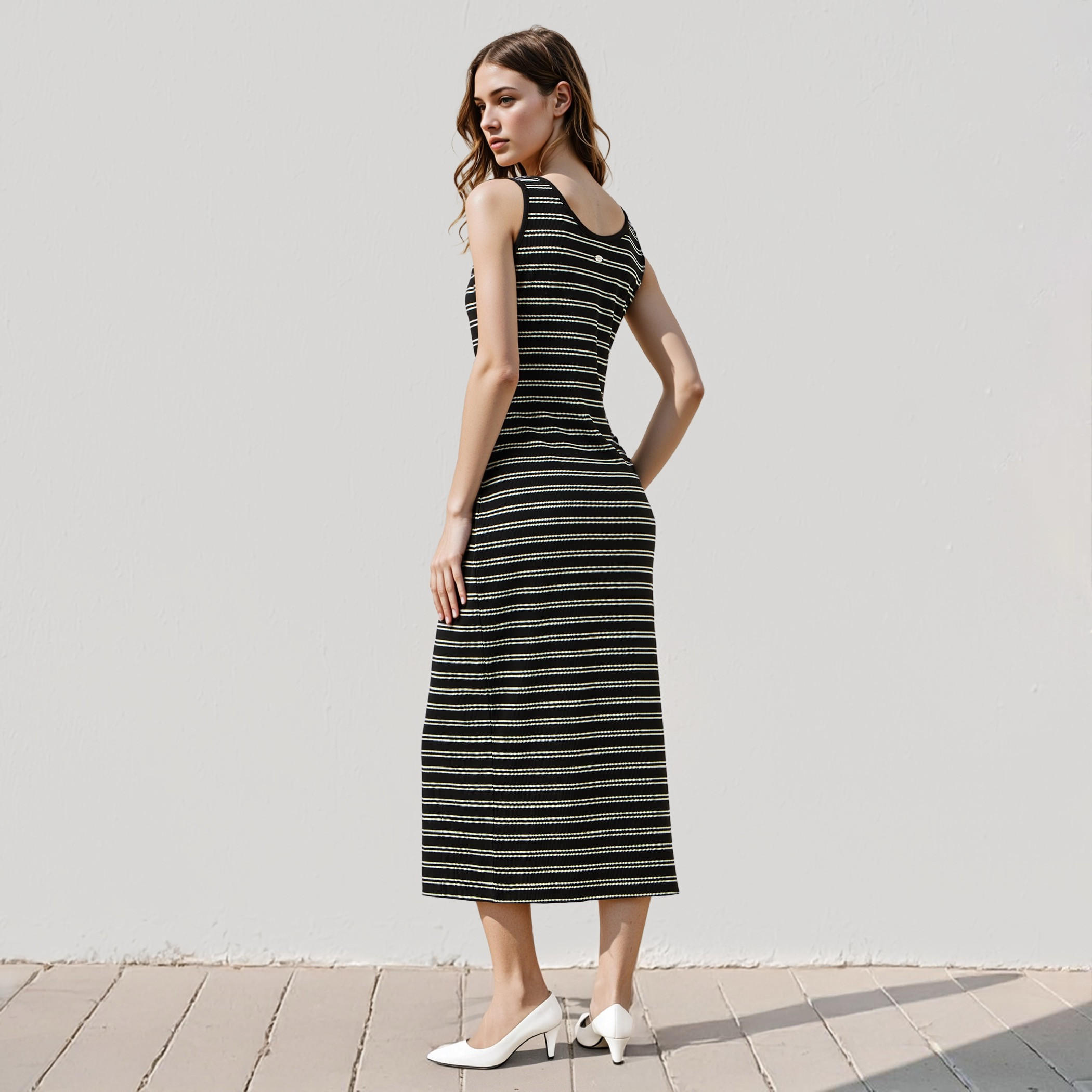 Lee Cooper Striped Sleeveless A-Line Midi Dress-women-clothing-dresses-image-3
