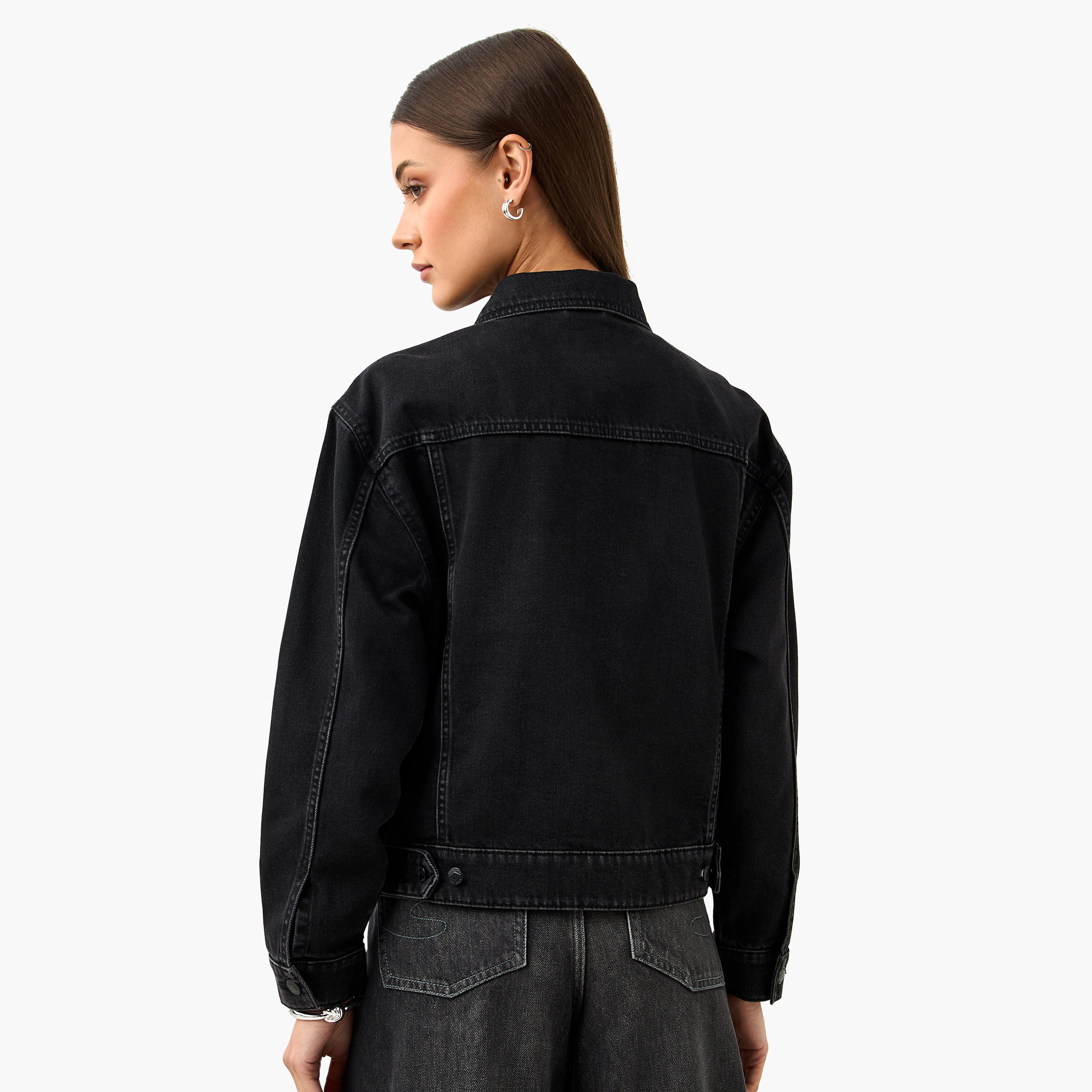 جاكيت دينم قصير بأكمام طويلة من لي كوبر-women-winterwear-coatsandjackets-jackets-image-3