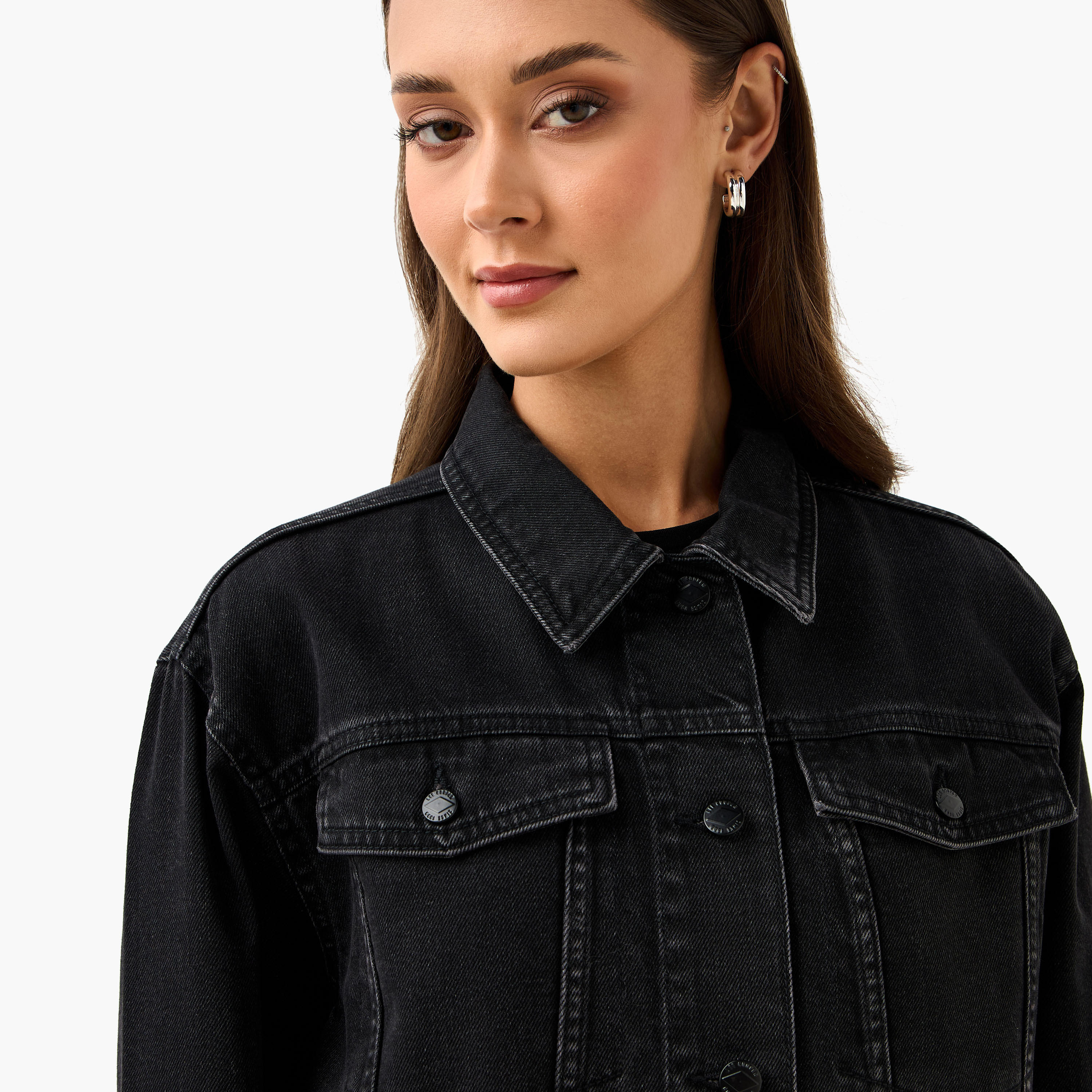 جاكيت دينم قصير بأكمام طويلة من لي كوبر-women-winterwear-coatsandjackets-jackets-image-4