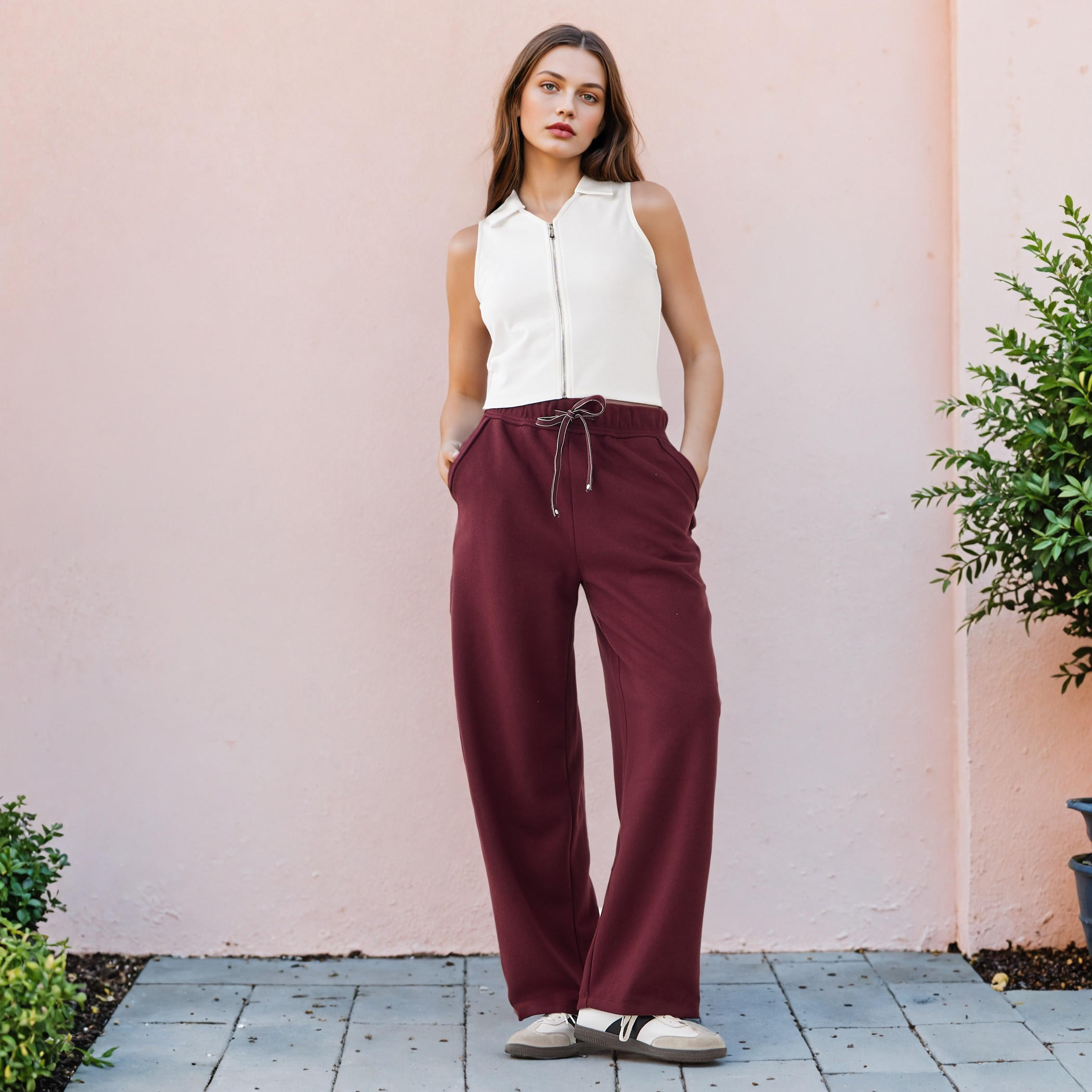 Lee Cooper High Rise Track Pants with Pockets-women-clothing-bottoms-joggers-image-2
