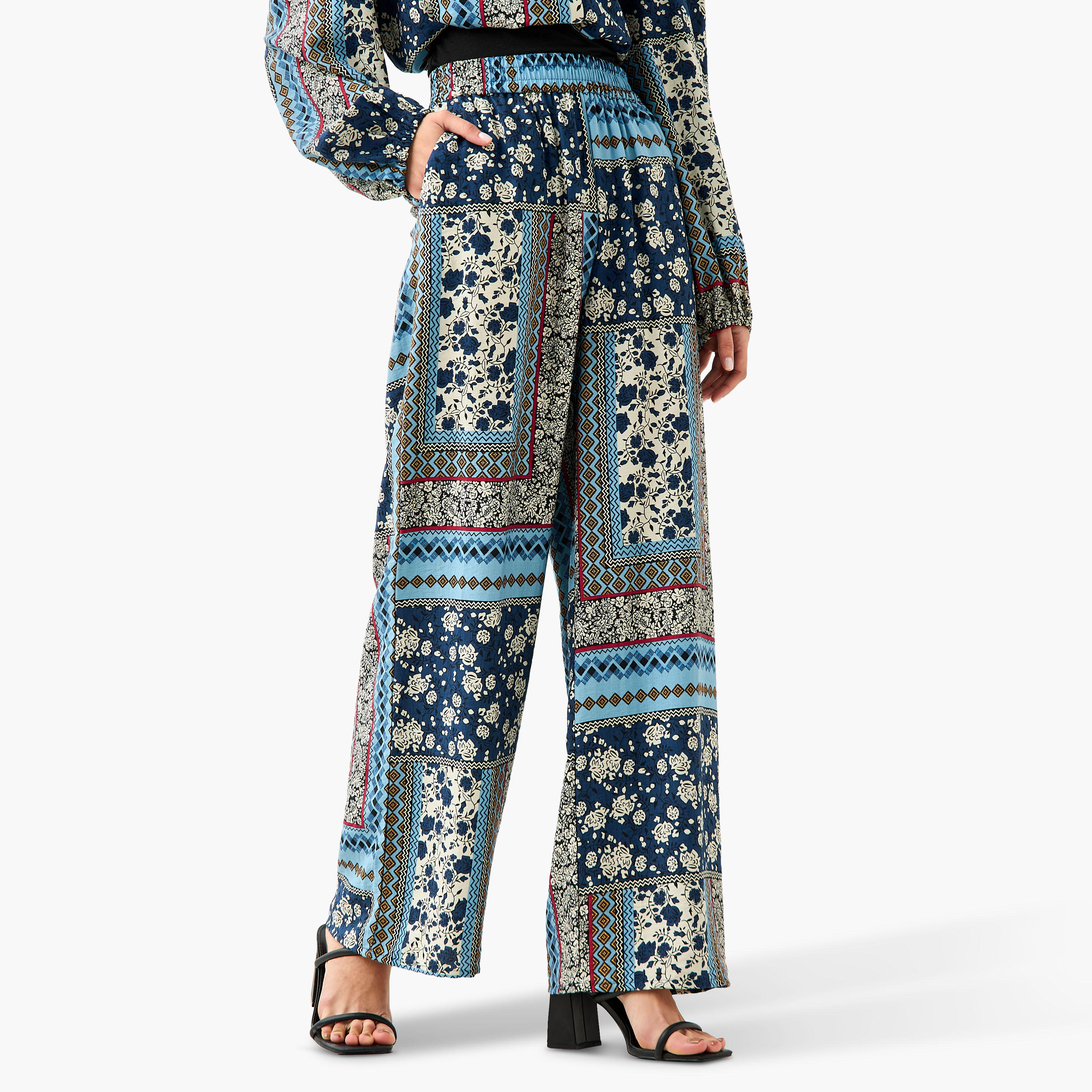 بنطلون مستقيم بطبعات زهرية وجيوب-women-clothing-bottoms-trousers-image-1