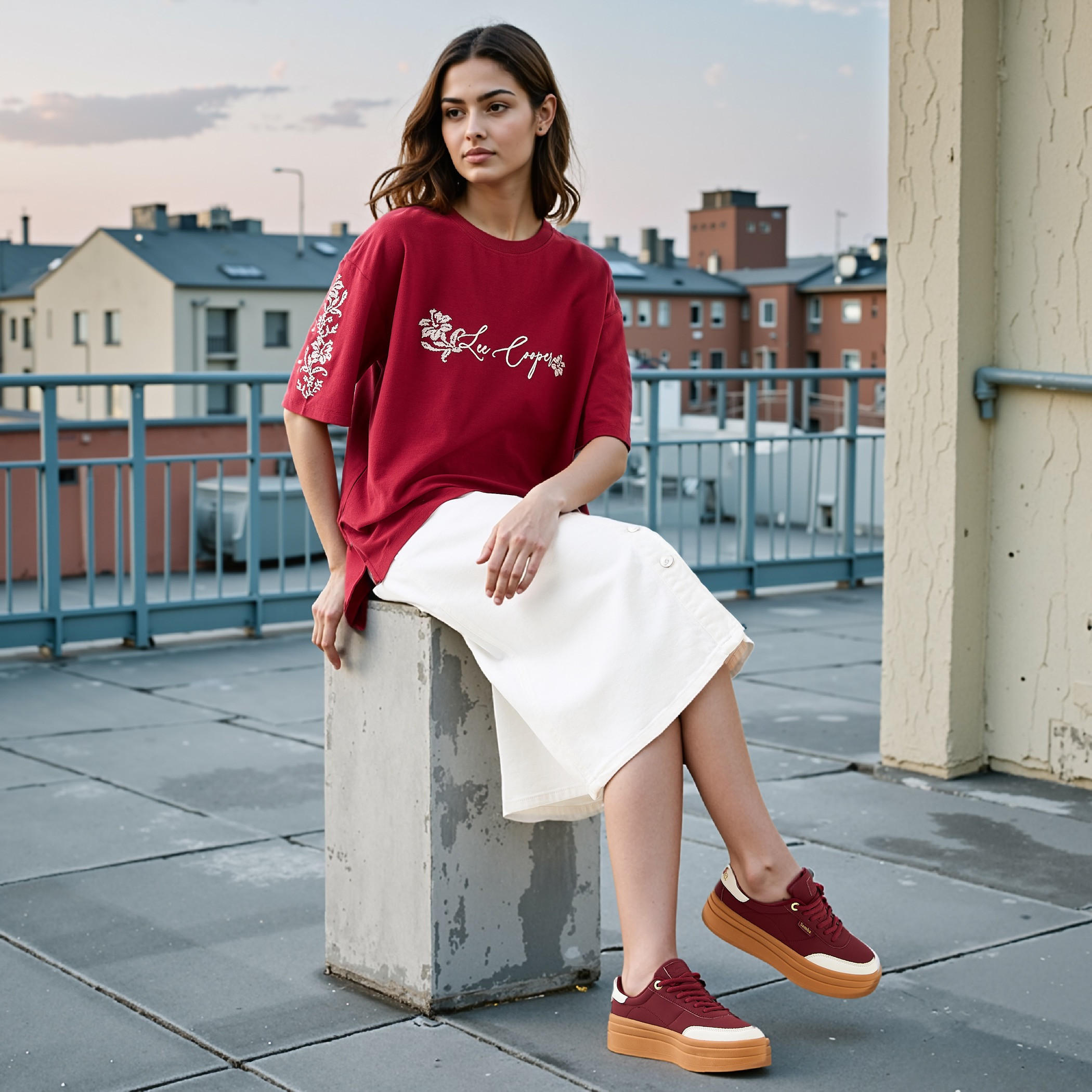 Lee Cooper Embroidered Cotton T-shirt with Crew Neck-women-clothing-tshirts-image-2