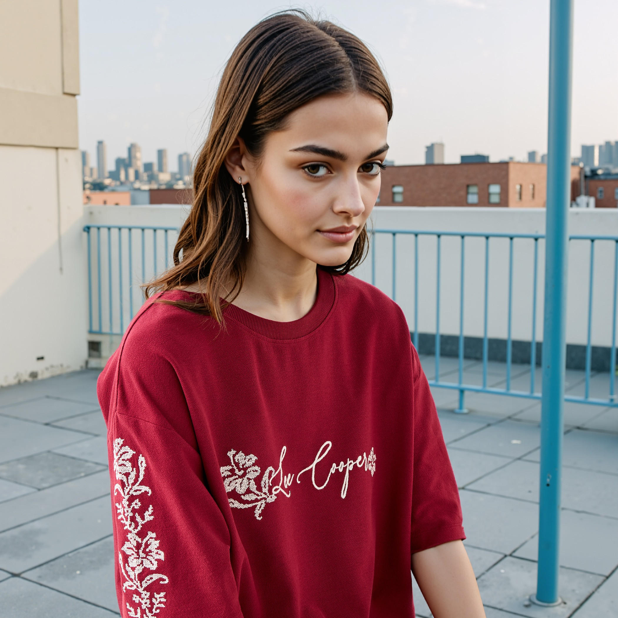 Lee Cooper Embroidered Cotton T-shirt with Crew Neck-women-clothing-tshirts-image-4