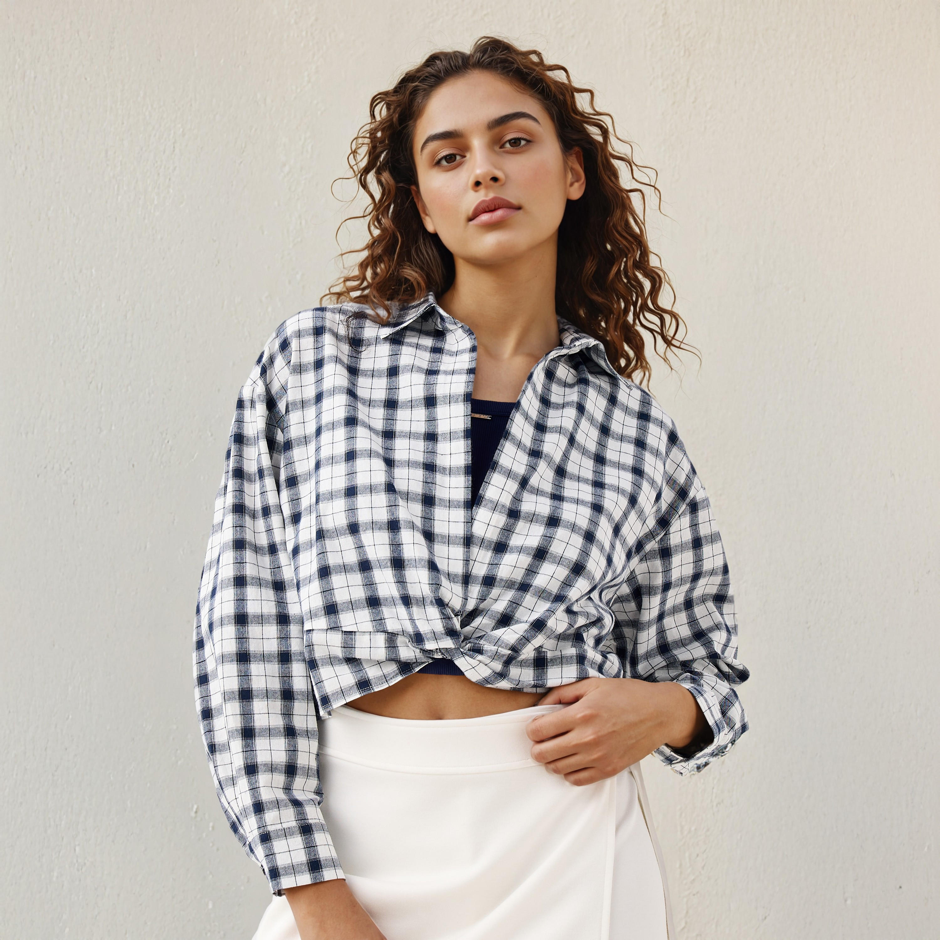 Lee Cooper Regular Fit Checked Cotton Shirt-women-clothing-shirtsandblouses-shirts-image-1