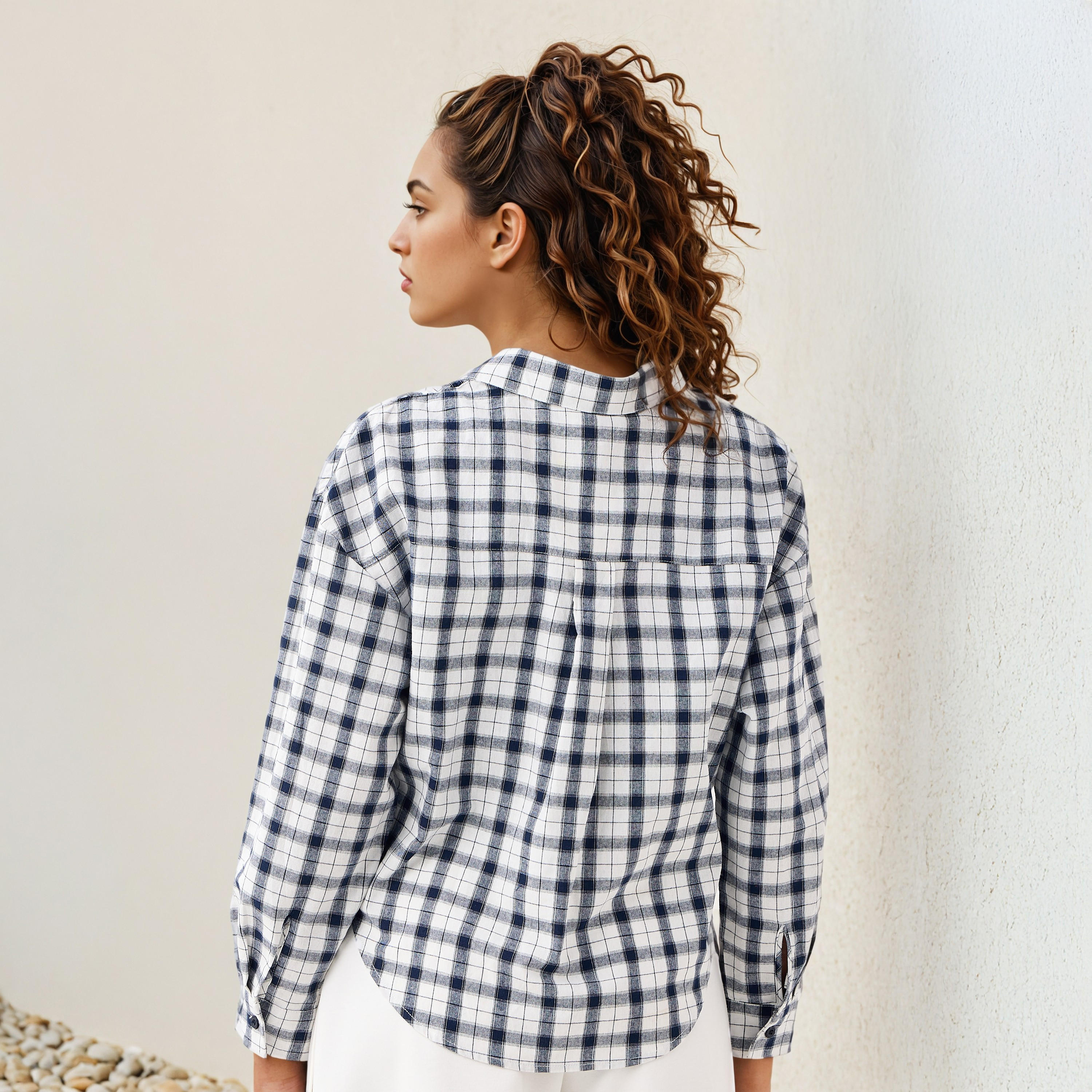 Lee Cooper Regular Fit Checked Cotton Shirt-women-clothing-shirtsandblouses-shirts-image-3