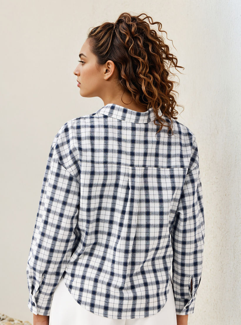 Lee Cooper Regular Fit Checked Cotton Shirt-women-clothing-shirtsandblouses-shirts-image-3