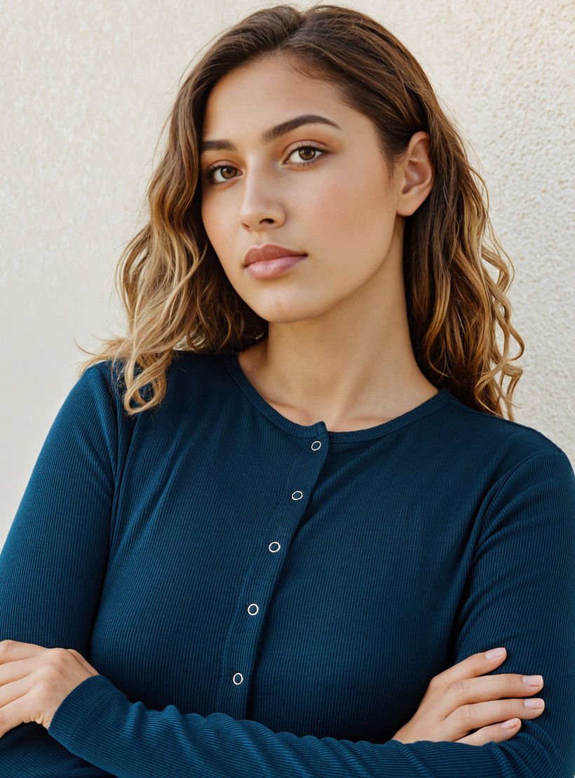 قميص مضلع بياقة هينلي من لي كوبر-women-clothing-shirtsandblouses-shirts-image-2
