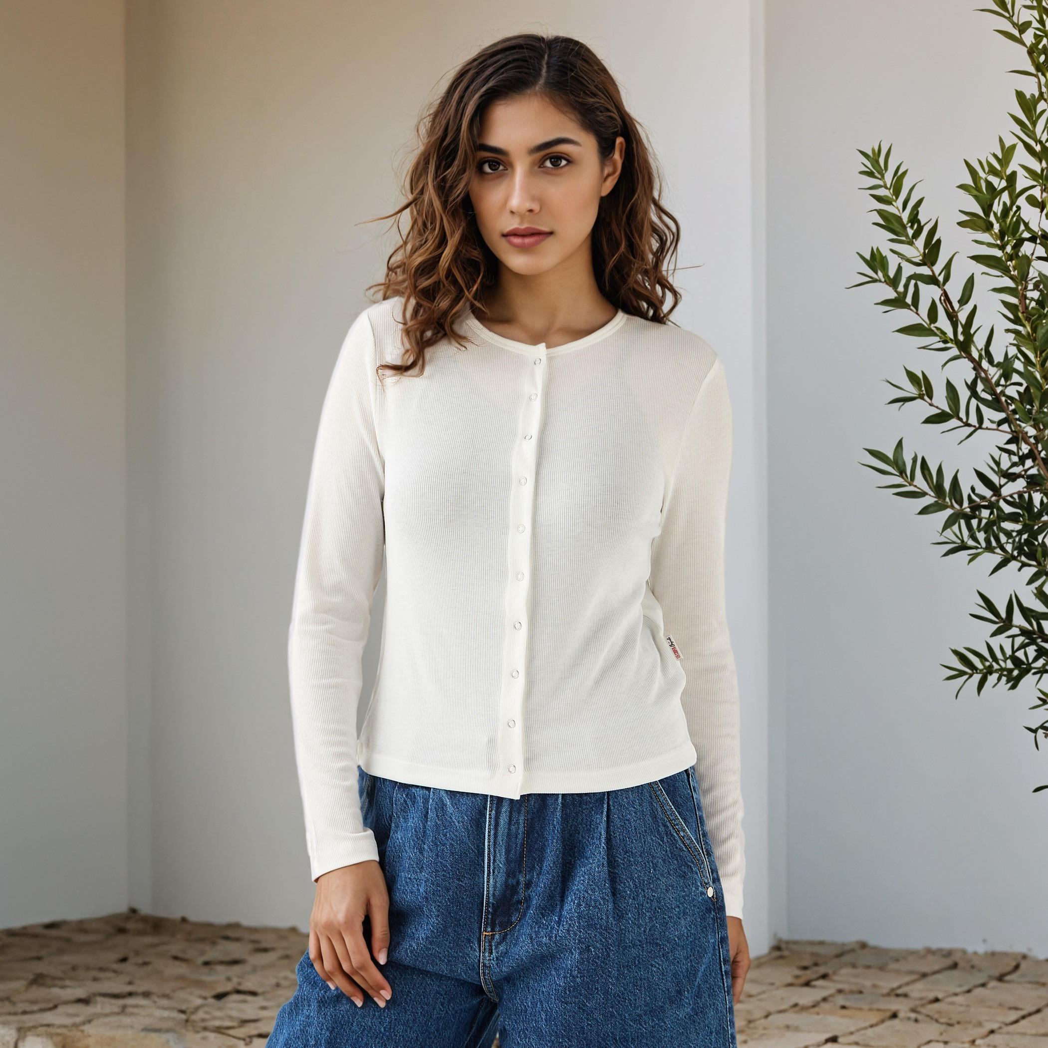 Lee Cooper Ribbed Henley Neck Shirt-women-clothing-shirtsandblouses-shirts-image-1