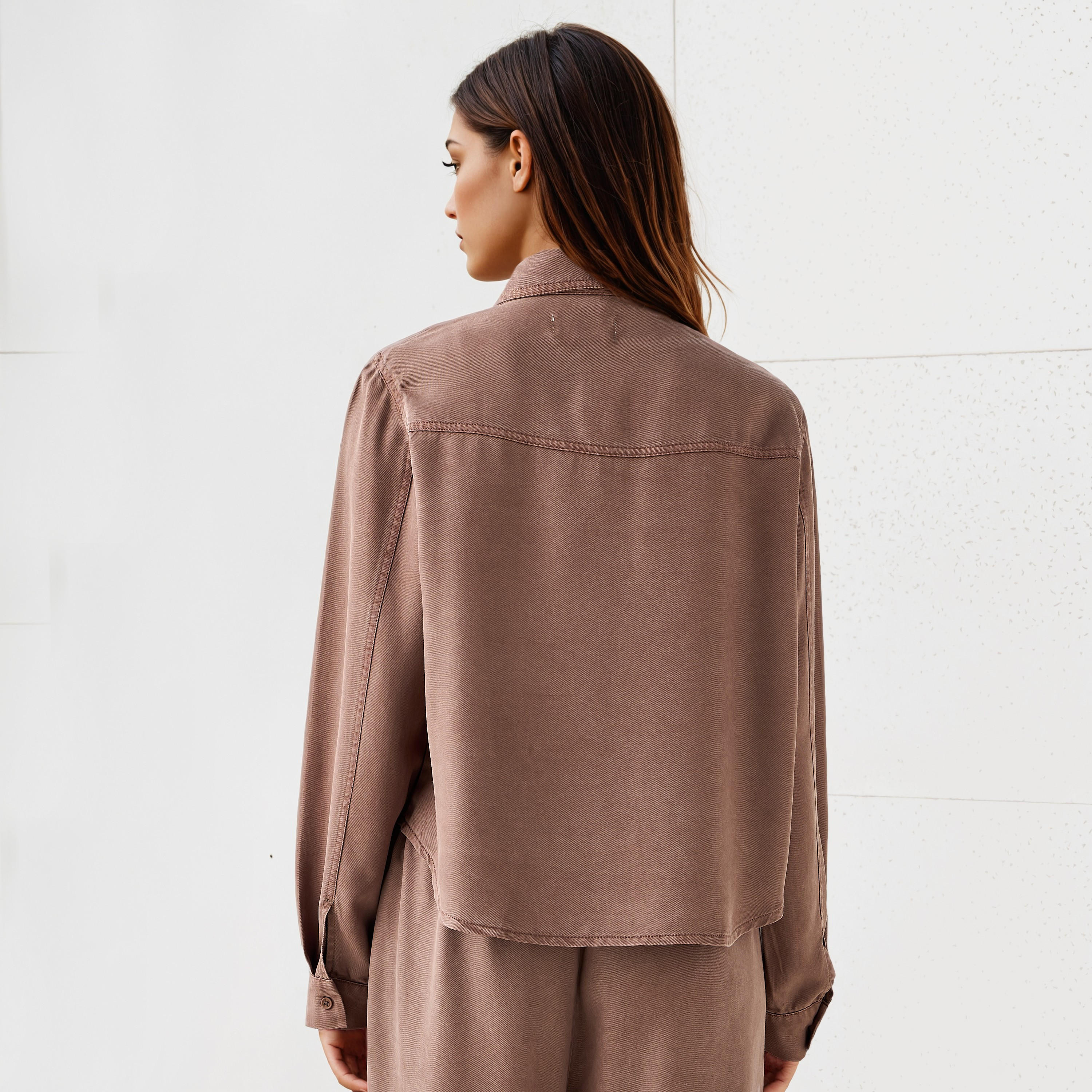 قميص تنسل بقصة عادية وأكمام طويلة من لي كوبر-women-clothing-shirtsandblouses-shirts-image-3