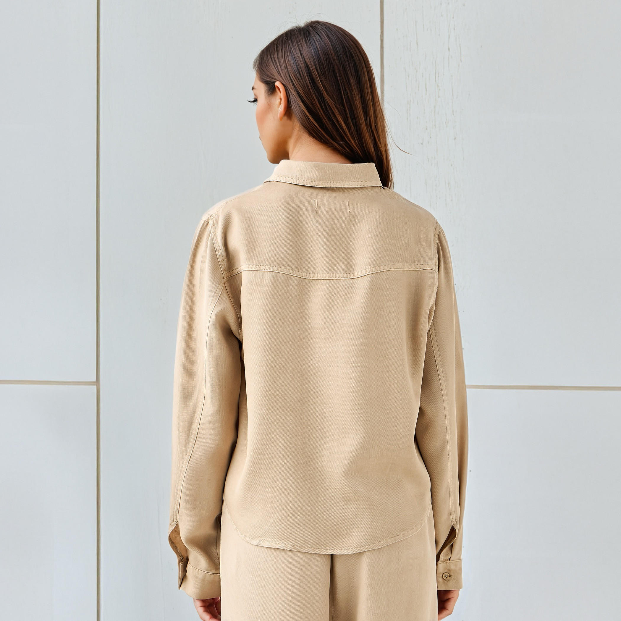 قميص تنسل بقصة عادية وأكمام طويلة من لي كوبر-women-clothing-shirtsandblouses-shirts-image-3