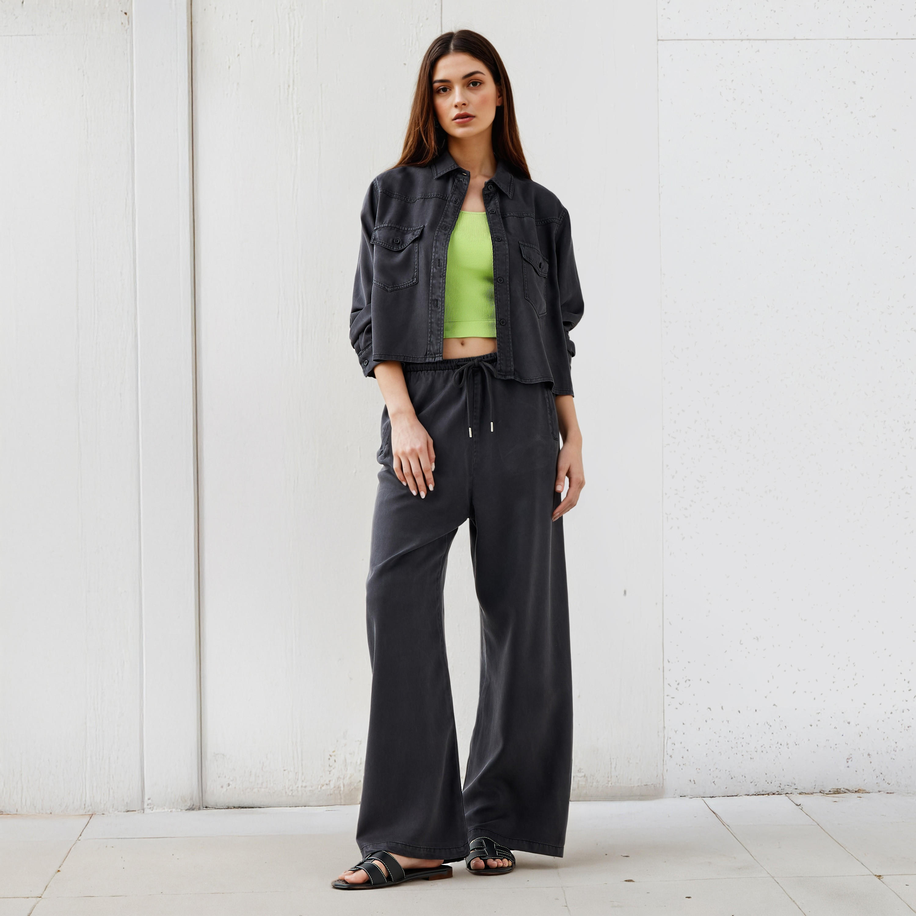 Lee Cooper Regular Fit Tencel Shirt with Long Sleeves-women-clothing-shirtsandblouses-shirts-image-2