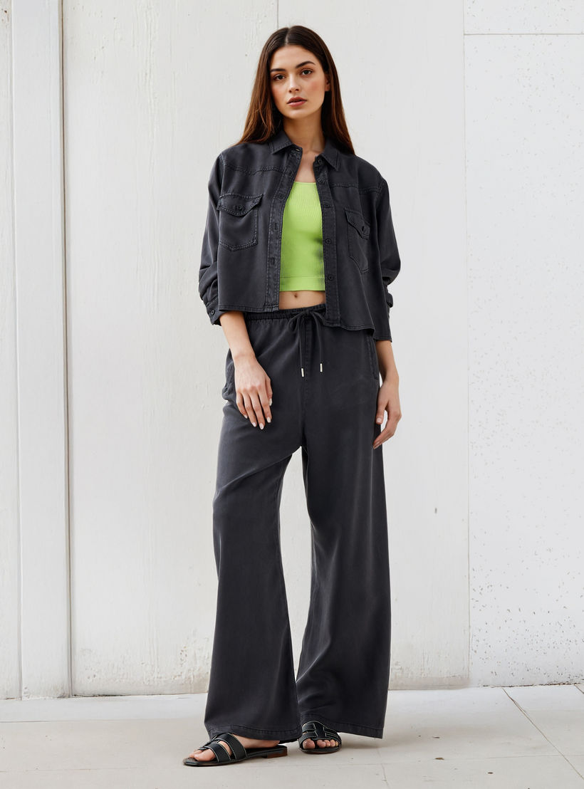 Lee Cooper Regular Fit Tencel Shirt with Long Sleeves-women-clothing-shirtsandblouses-shirts-image-2