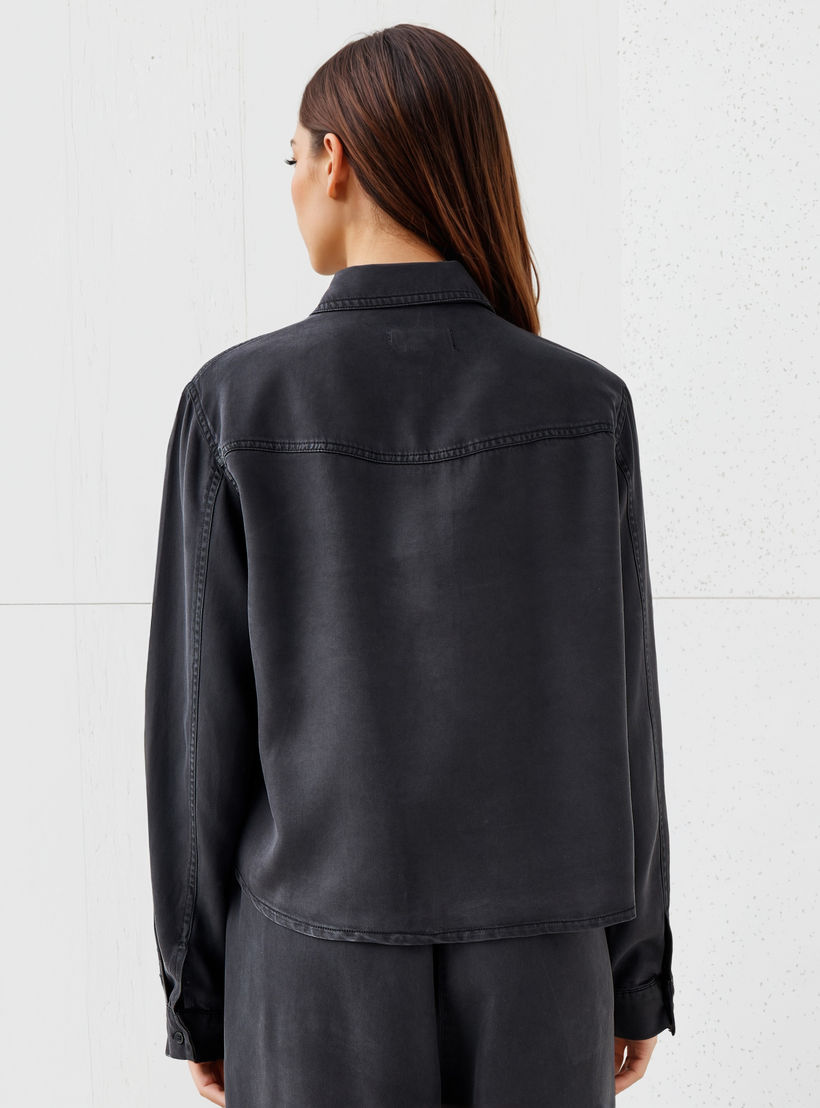 Lee Cooper Regular Fit Tencel Shirt with Long Sleeves-women-clothing-shirtsandblouses-shirts-image-3
