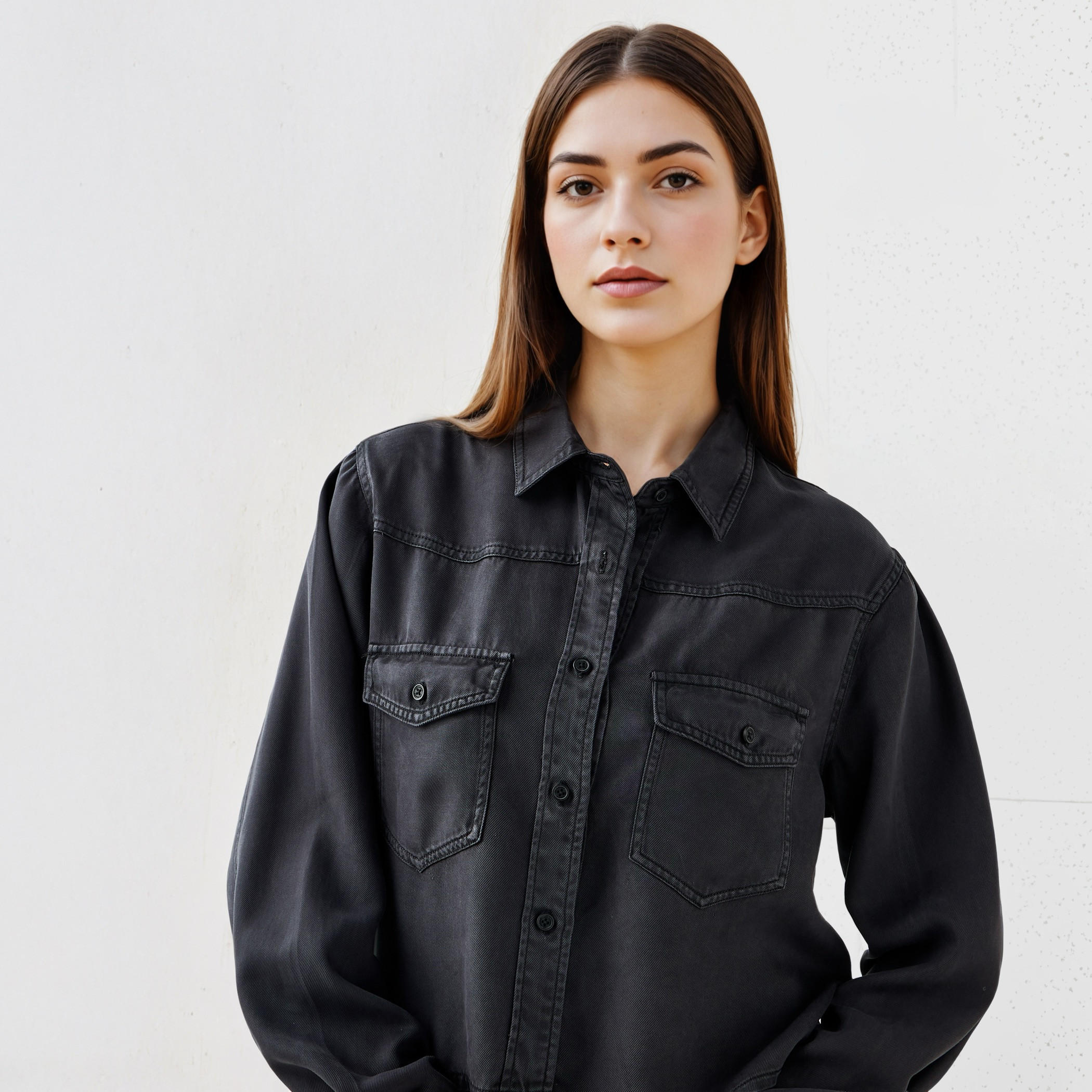 Lee Cooper Regular Fit Tencel Shirt with Long Sleeves-women-clothing-shirtsandblouses-shirts-image-4