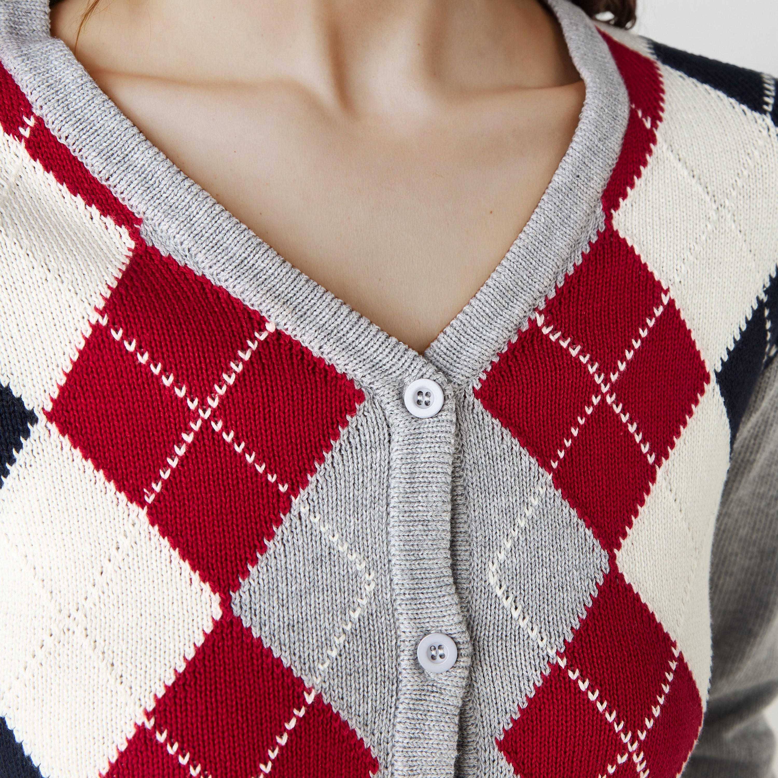 كارديجان بطبعات أرجيل وياقة حرف V وأكمام طويلة من لي كوبر-women-winterwear-cardigansandjumpers-cardigans-image-3