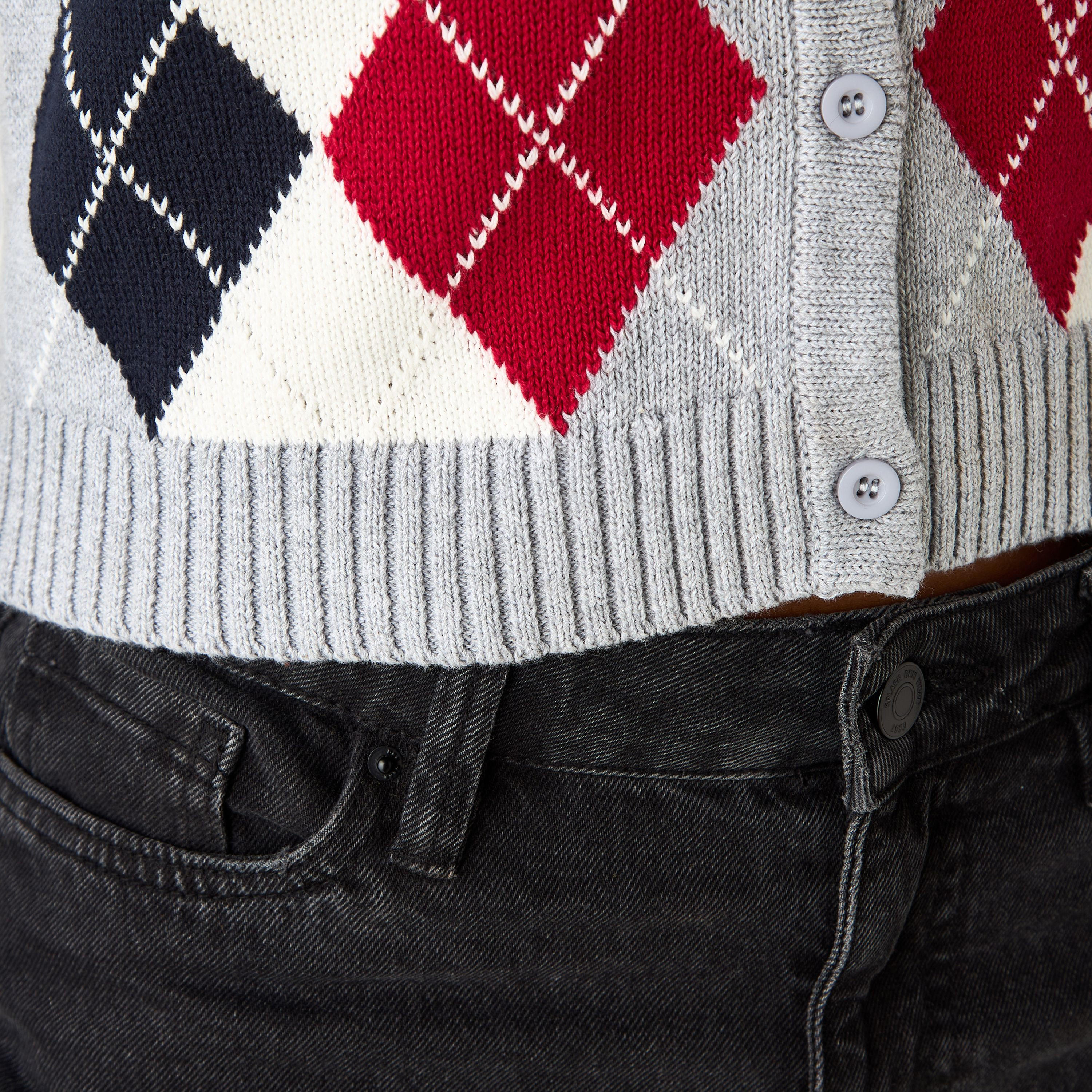 كارديجان بطبعات أرجيل وياقة حرف V وأكمام طويلة من لي كوبر-women-winterwear-cardigansandjumpers-cardigans-image-5