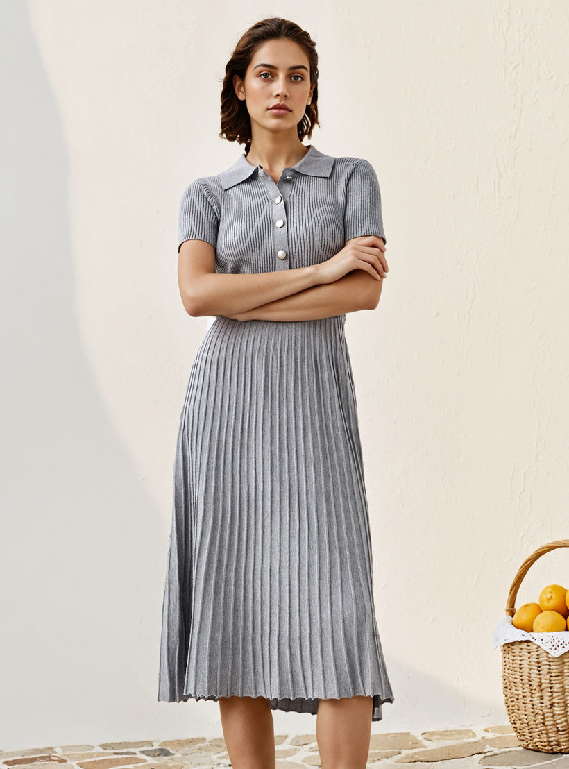 فستان قميص مضلع من لي كوبر-women-clothing-dresses-image-1