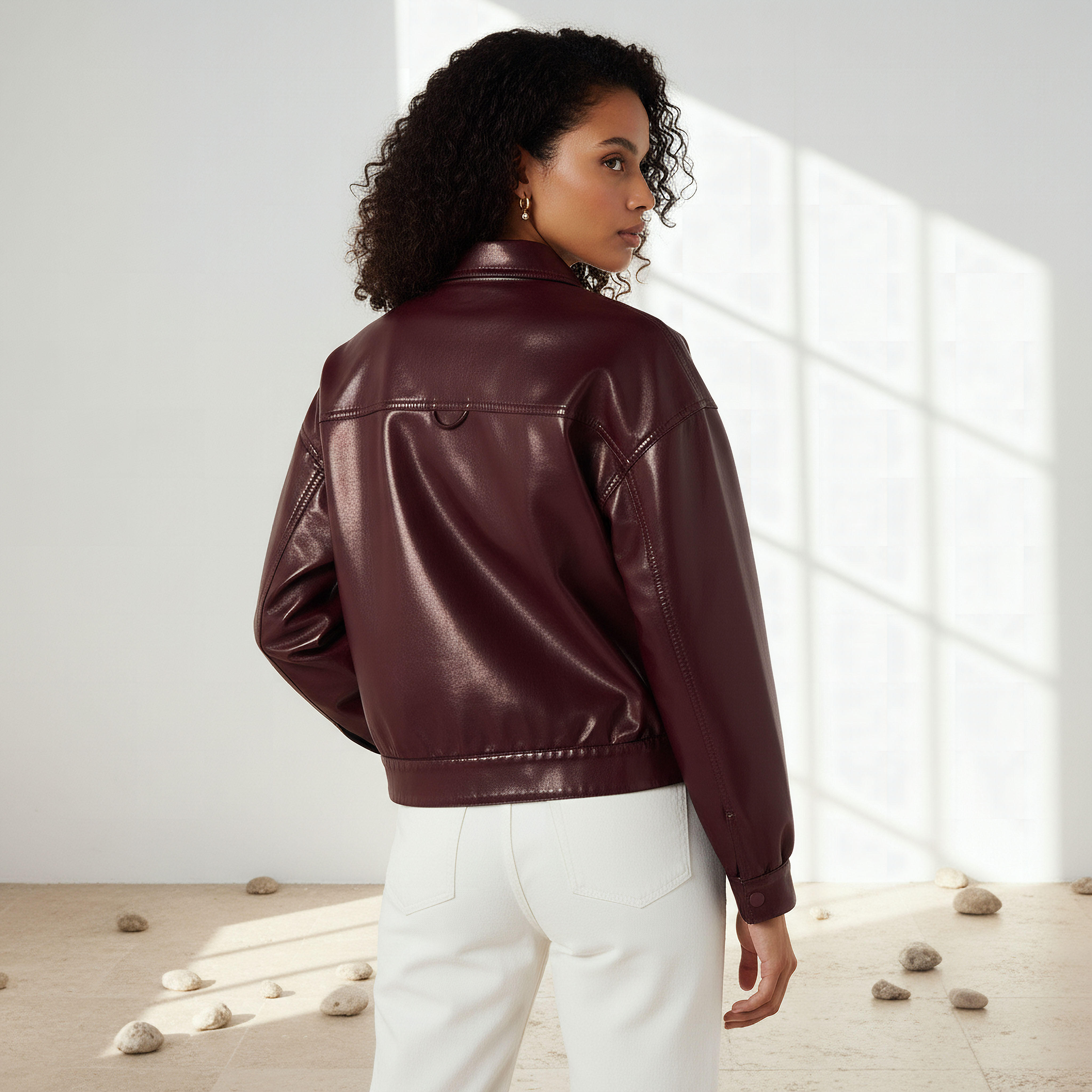 Lee Cooper PU Trucker Jacket with Flap Pockets-women-winterwear-coatsandjackets-jackets-image-3