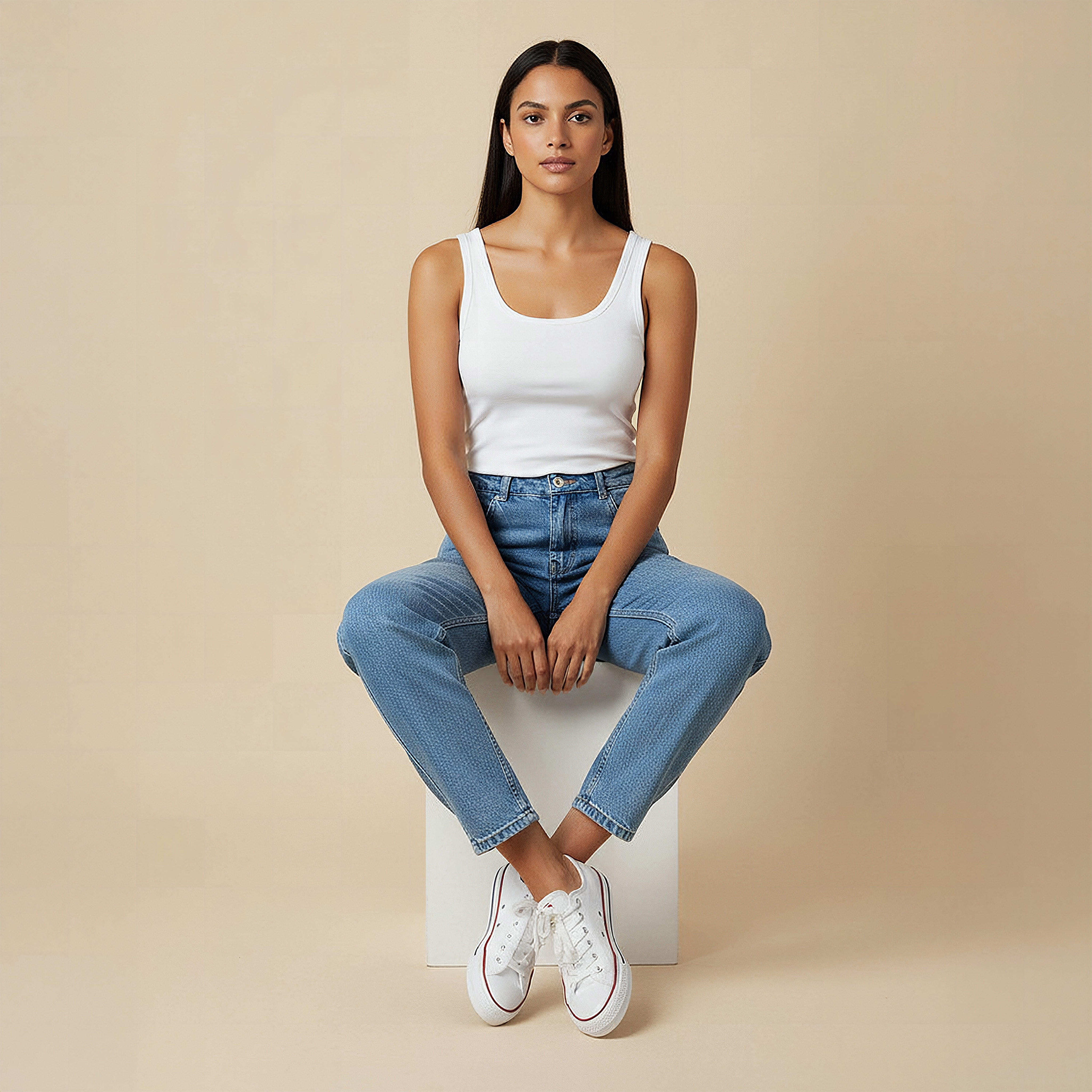 بنطلون جينز قطن بقصة عادية وخصر مرتفع وجيوب من لي كوبر-women-clothing-bottoms-jeans-image-5