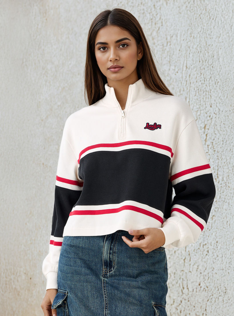 Lee Cooper Striped High Neck Sweatshirt-women-winterwear-hoodiesandsweatshirts-sweatshirts-image-1
