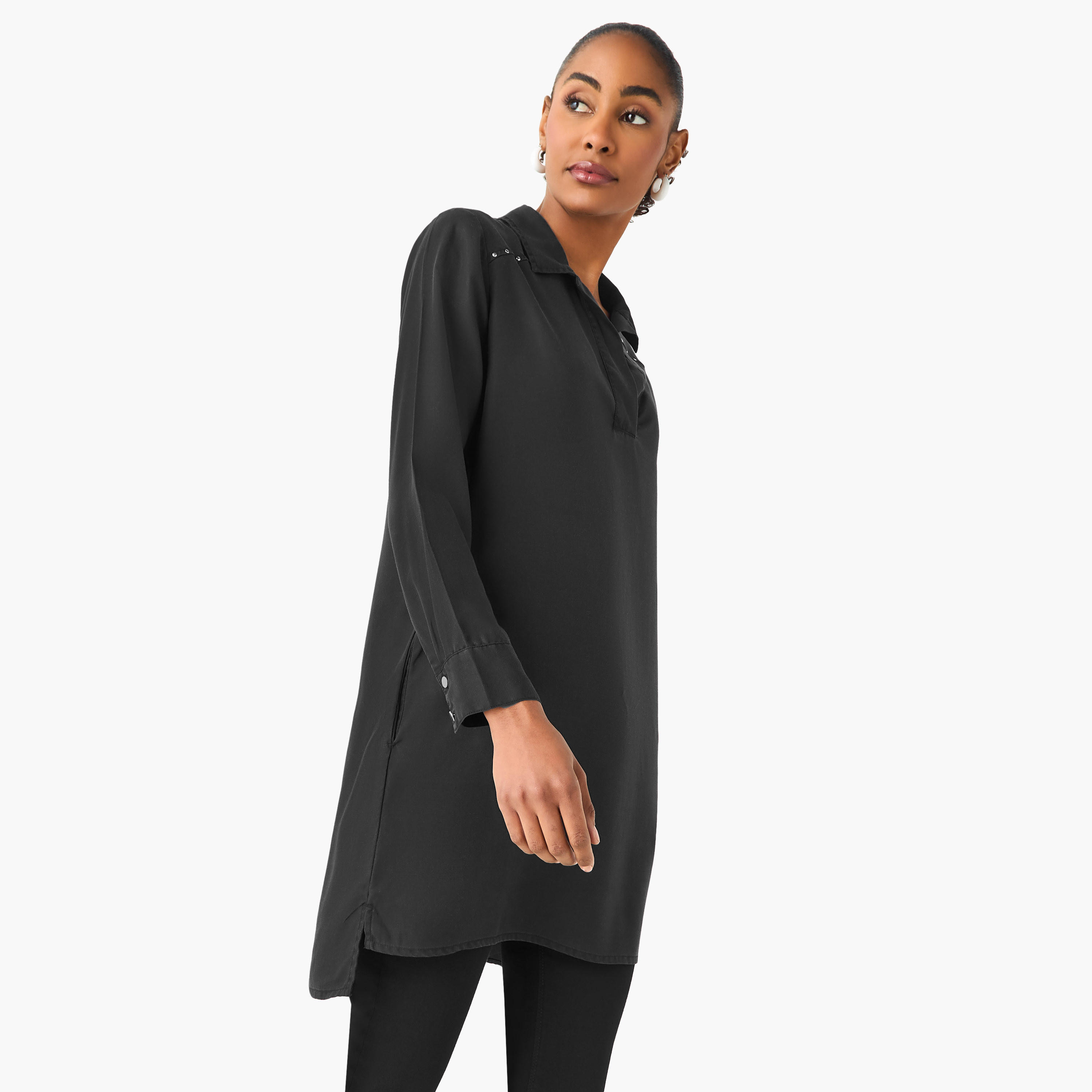 Lee Cooper Regular Fit Cotton Long Top with Pocket-women-clothing-shirtsandblouses-blouses-image-4