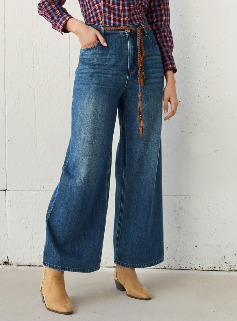 Lee Cooper Straight Fit Mid-Rise Jeans with Braided Belt-women-clothing-bottoms-jeans-image-1