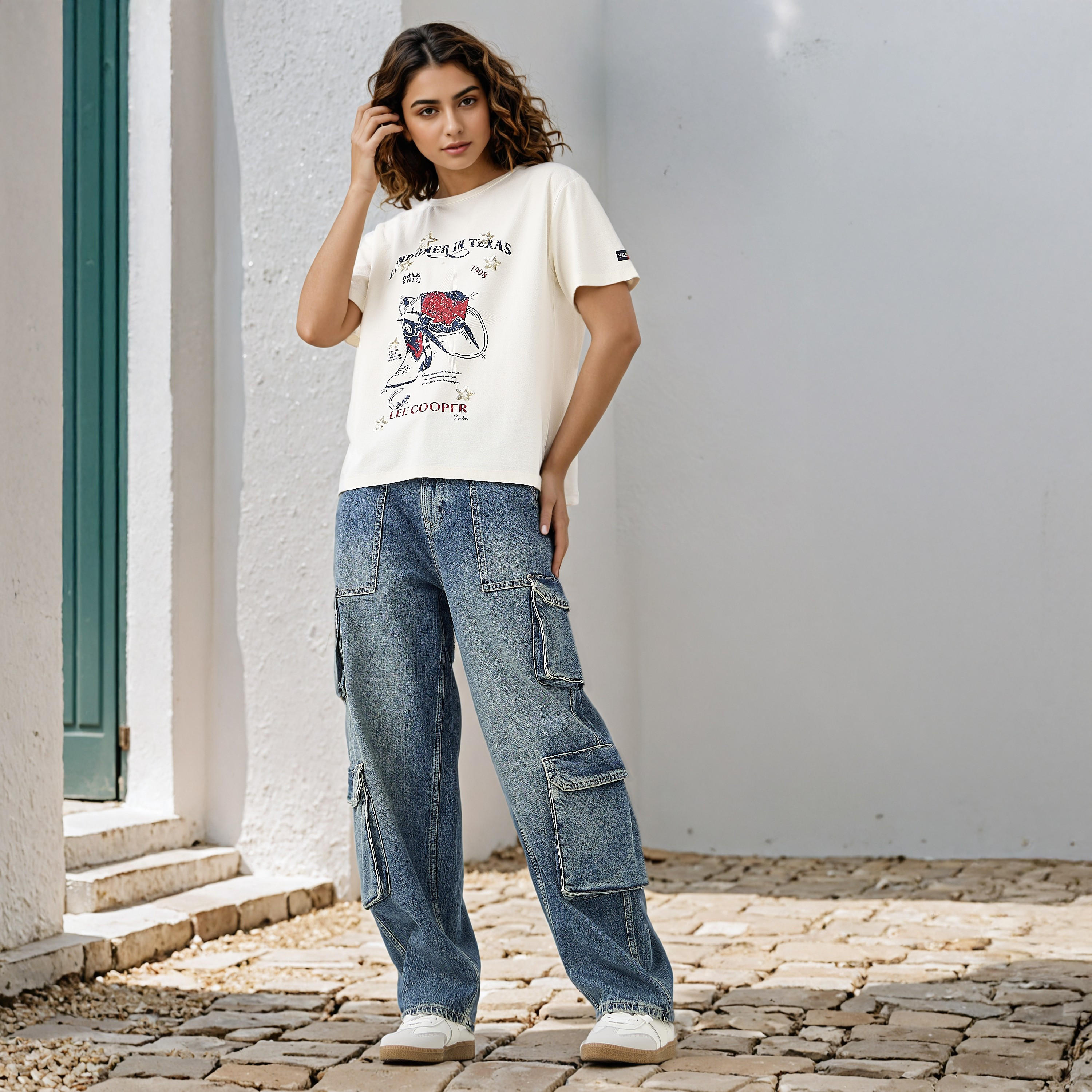 تيشيرت بقصة عادية وطبعات من لي كوبر-women-clothing-tshirts-image-4