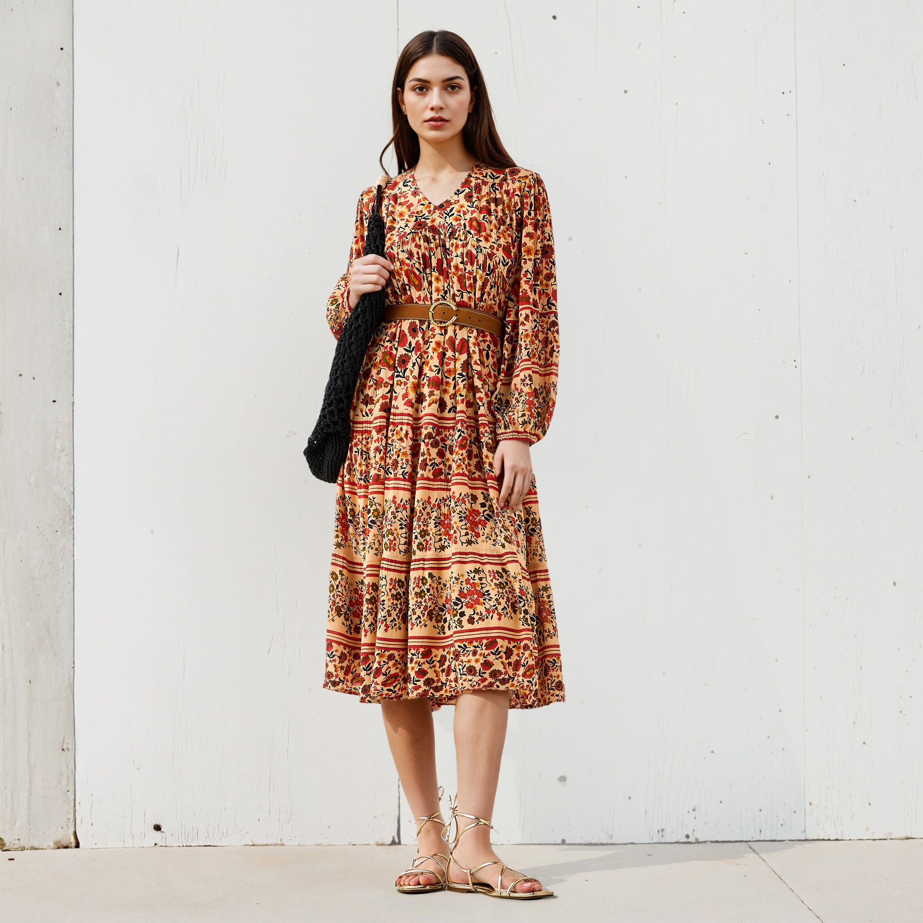 Lee Cooper Bohemian Print V-neck Dress with Belt-women-clothing-dresses-image-2
