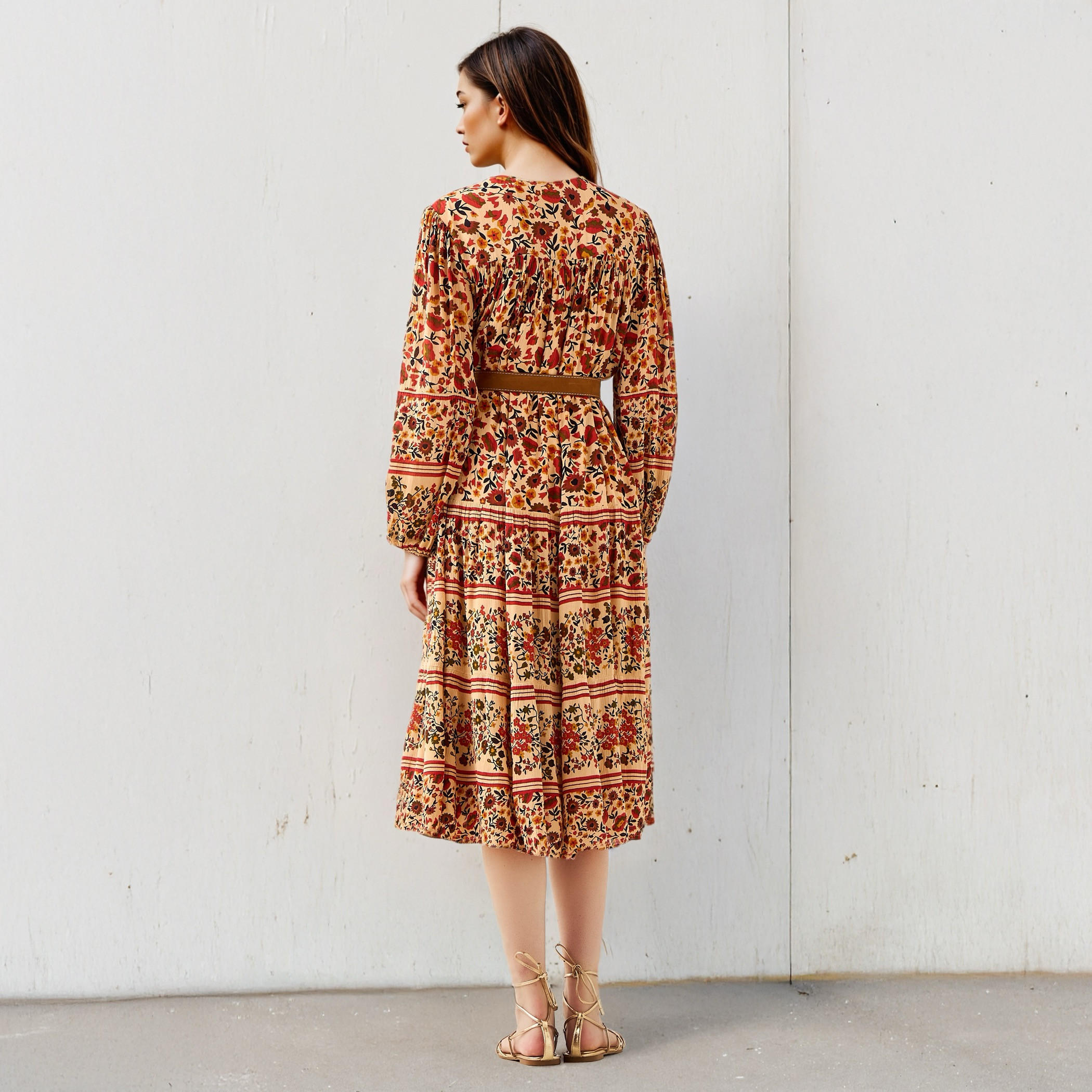 Lee Cooper Bohemian Print V-neck Dress with Belt-women-clothing-dresses-image-3