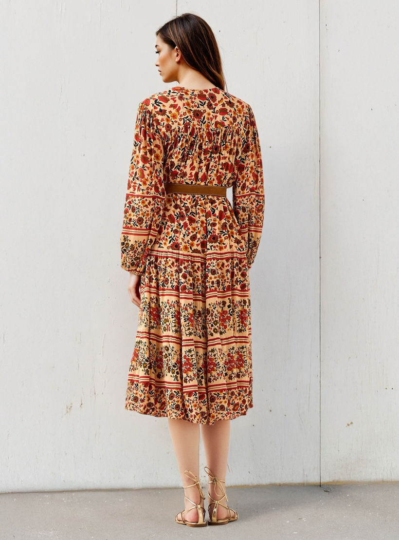 Lee Cooper Bohemian Print V-neck Dress with Belt-women-clothing-dresses-image-3