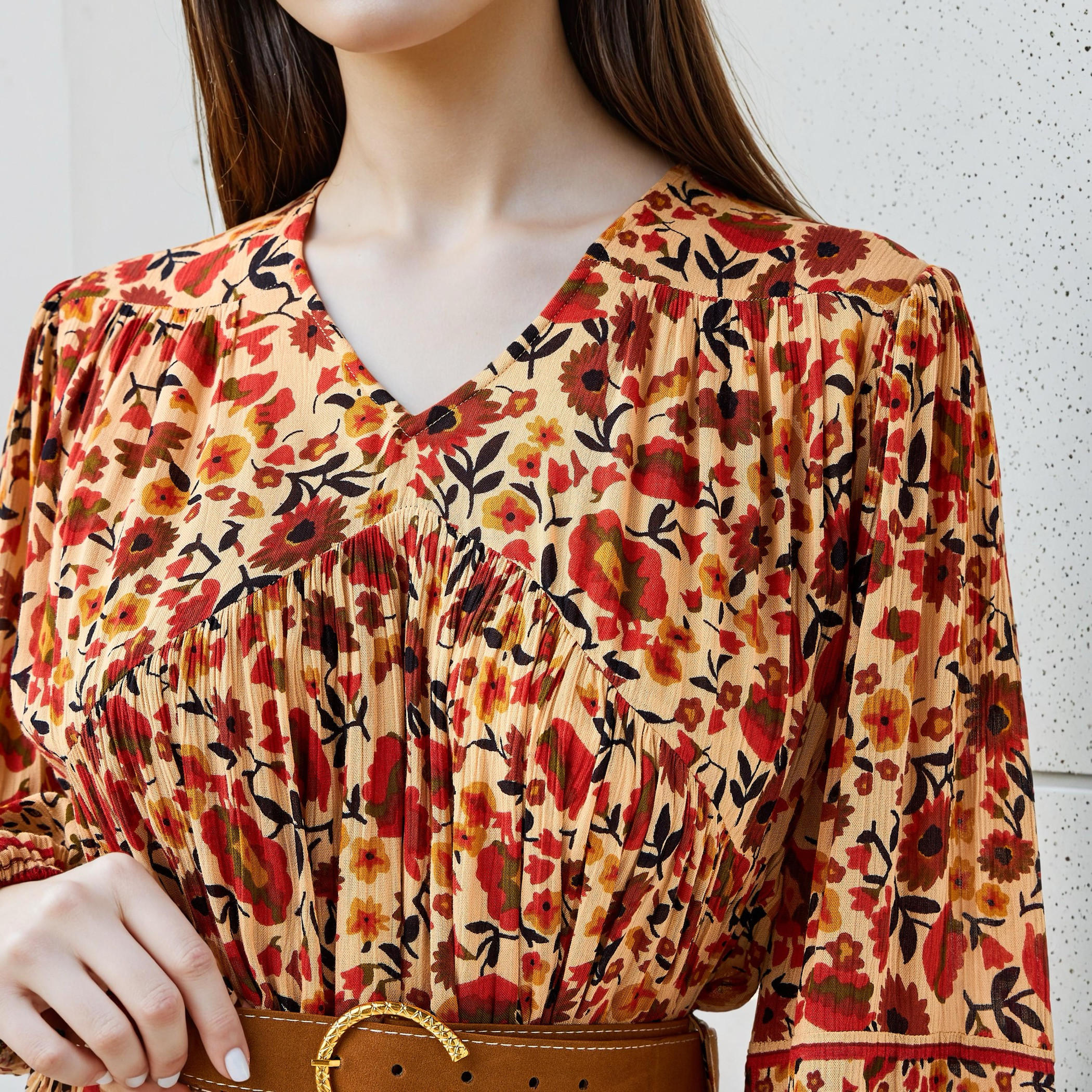 Lee Cooper Bohemian Print V-neck Dress with Belt-women-clothing-dresses-image-5