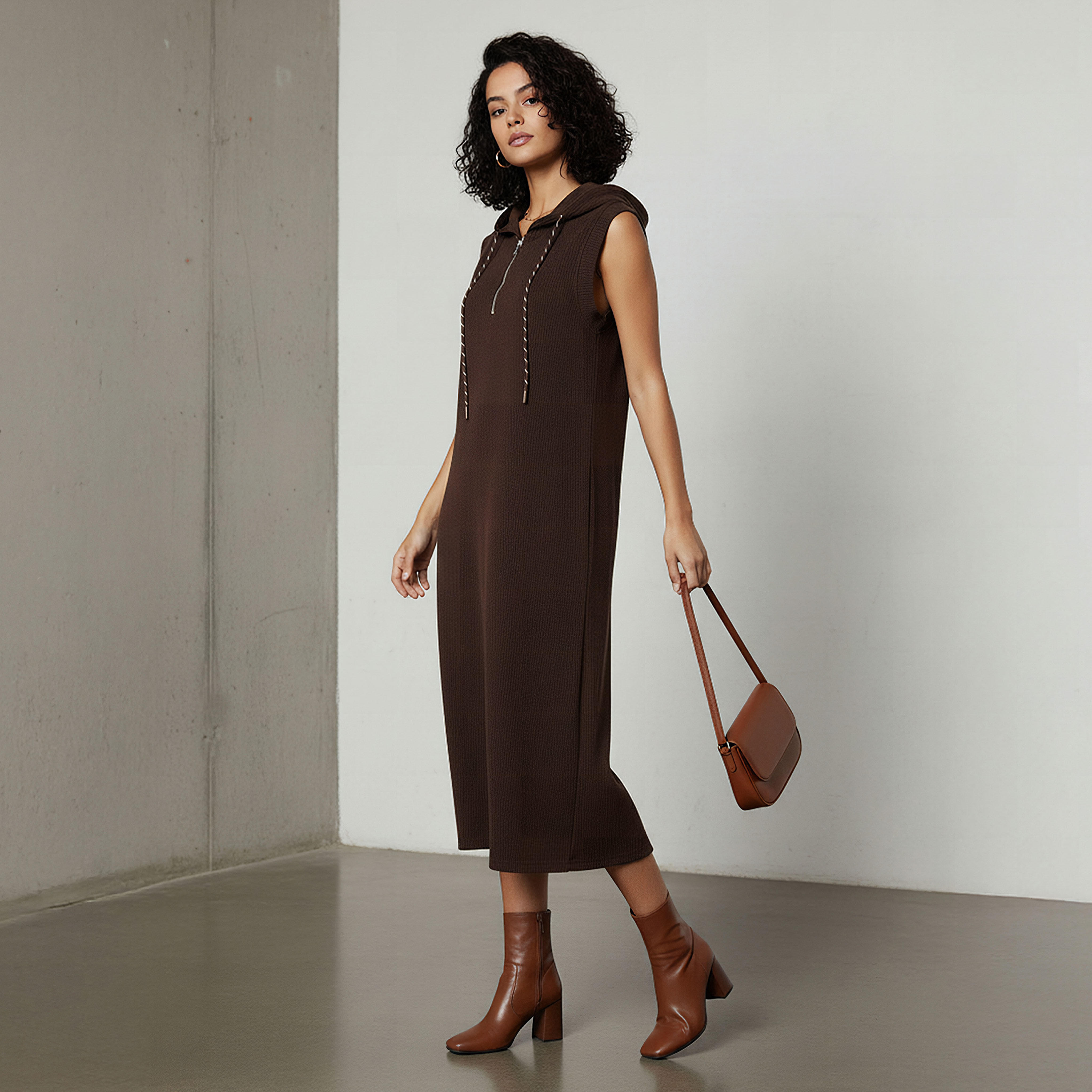 Lee Cooper Ribbed Sleeveless Hooded Dress-women-clothing-dresses-image-2