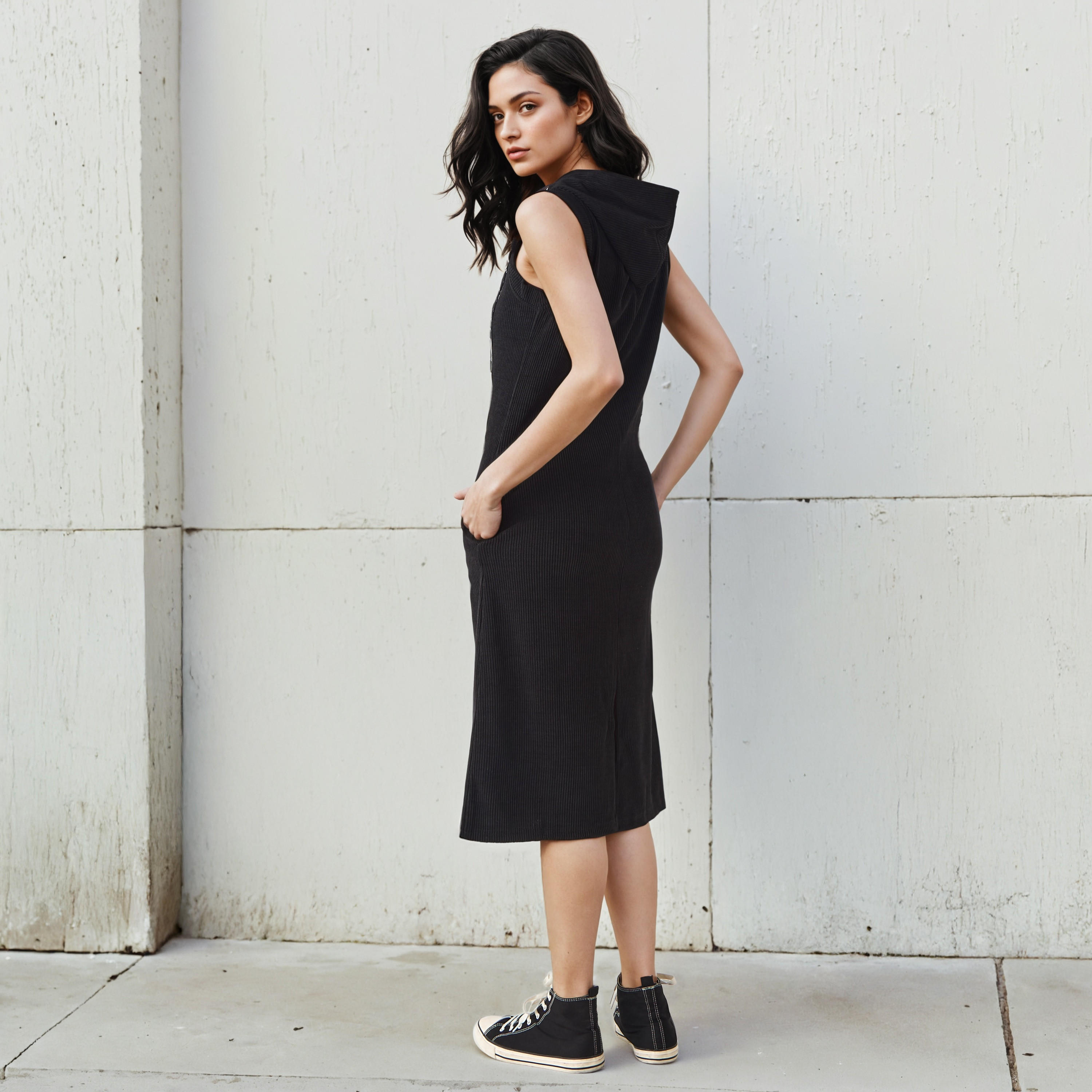 Lee Cooper Ribbed Sleeveless Hooded Dress-women-clothing-dresses-image-4