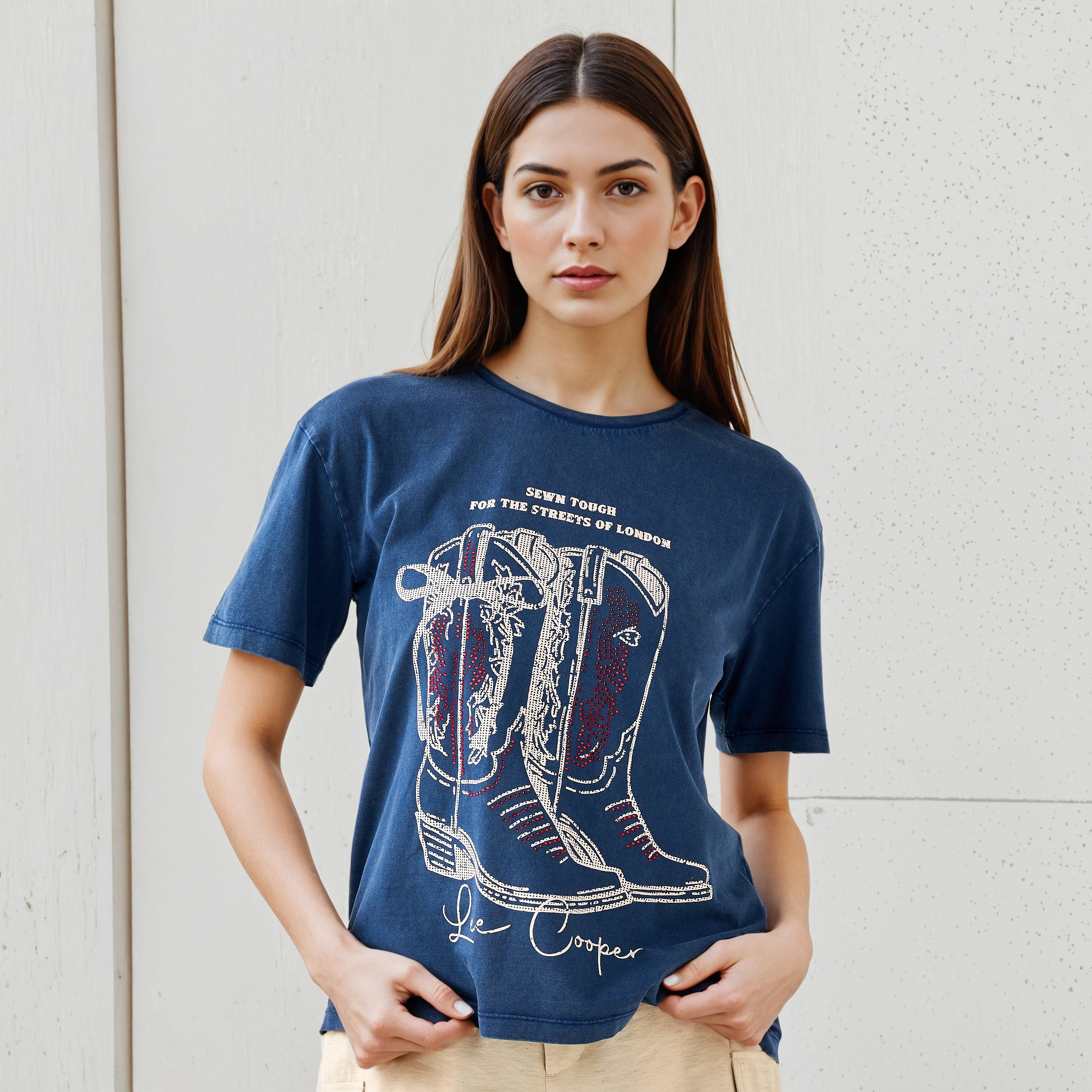 Lee Cooper Rhinestone Embellished T-shirt-women-clothing-tshirts-image-1
