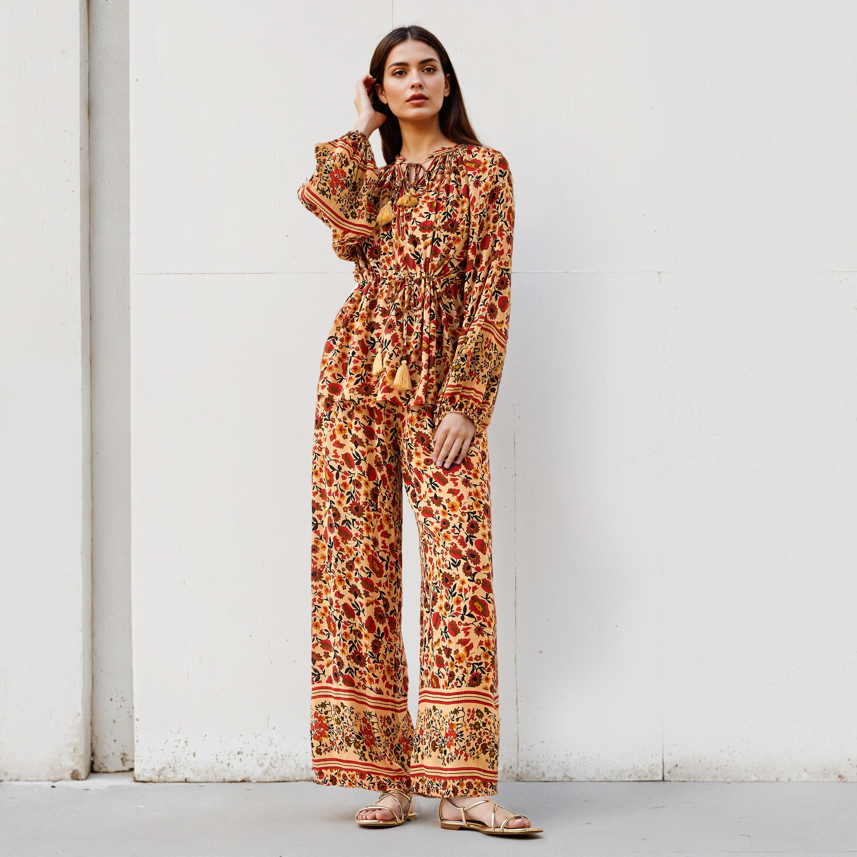 Lee Cooper Bohemian Print Viscose Top with Tie-Up Neck-women-clothing-shirtsandblouses-blouses-image-2